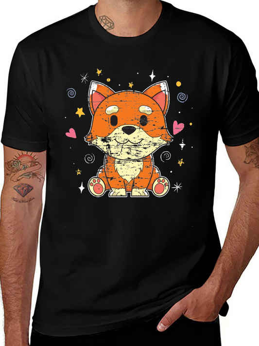 Cute Kawaii Fox Black T-Shirt