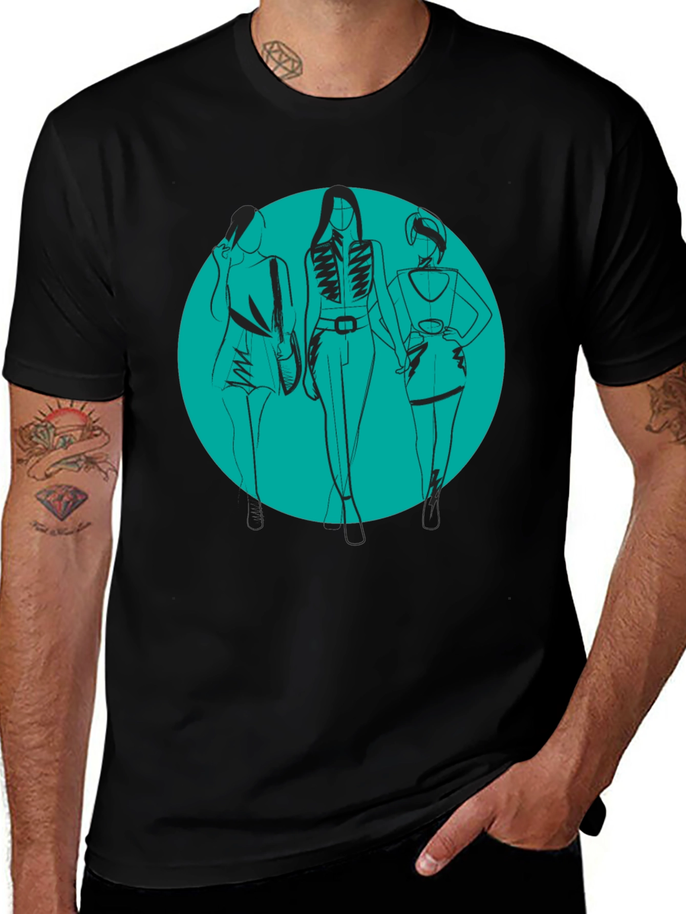 Stylish Women Graphic Tee - Black