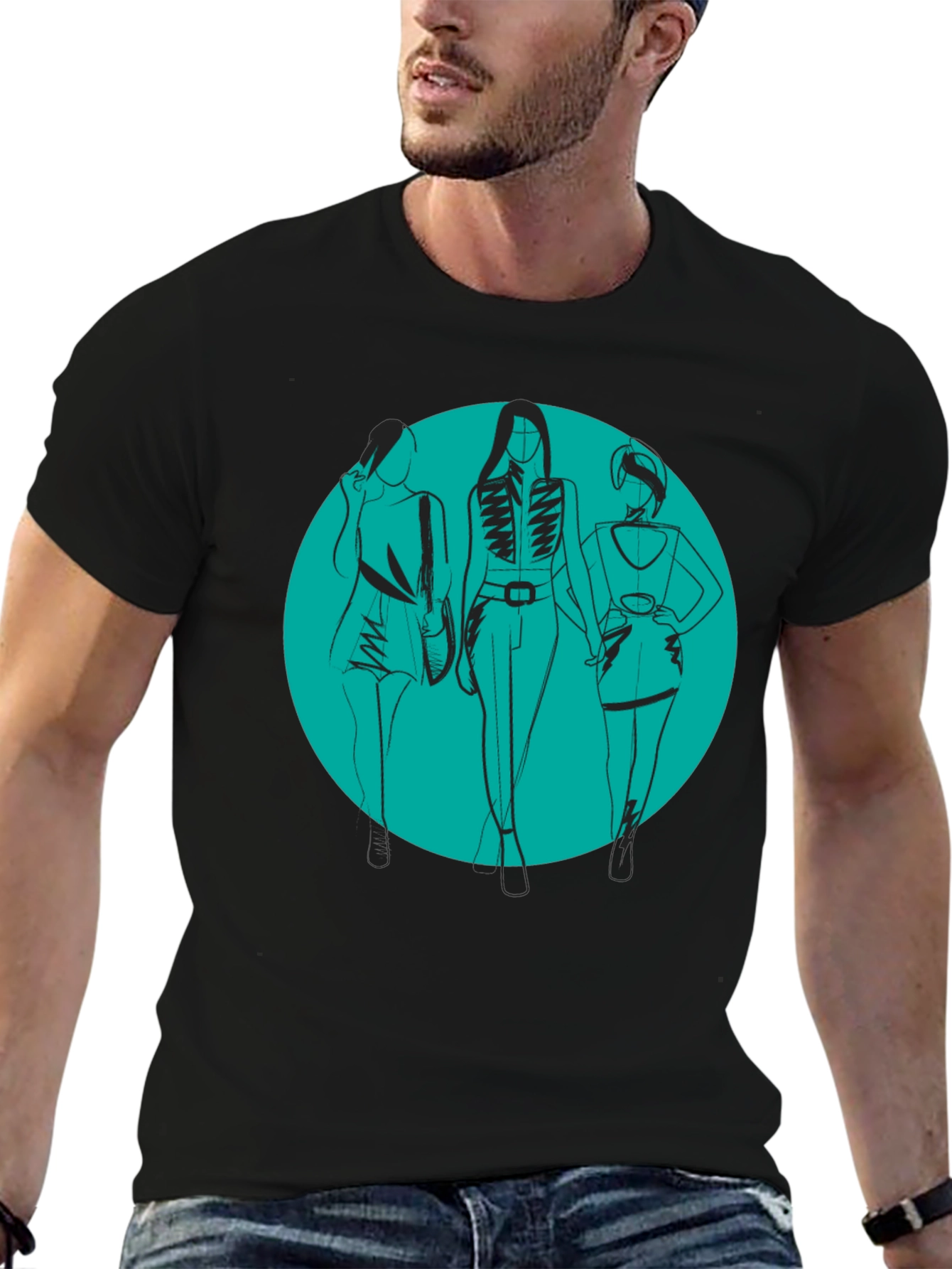 Stylish Women Graphic Tee - Black