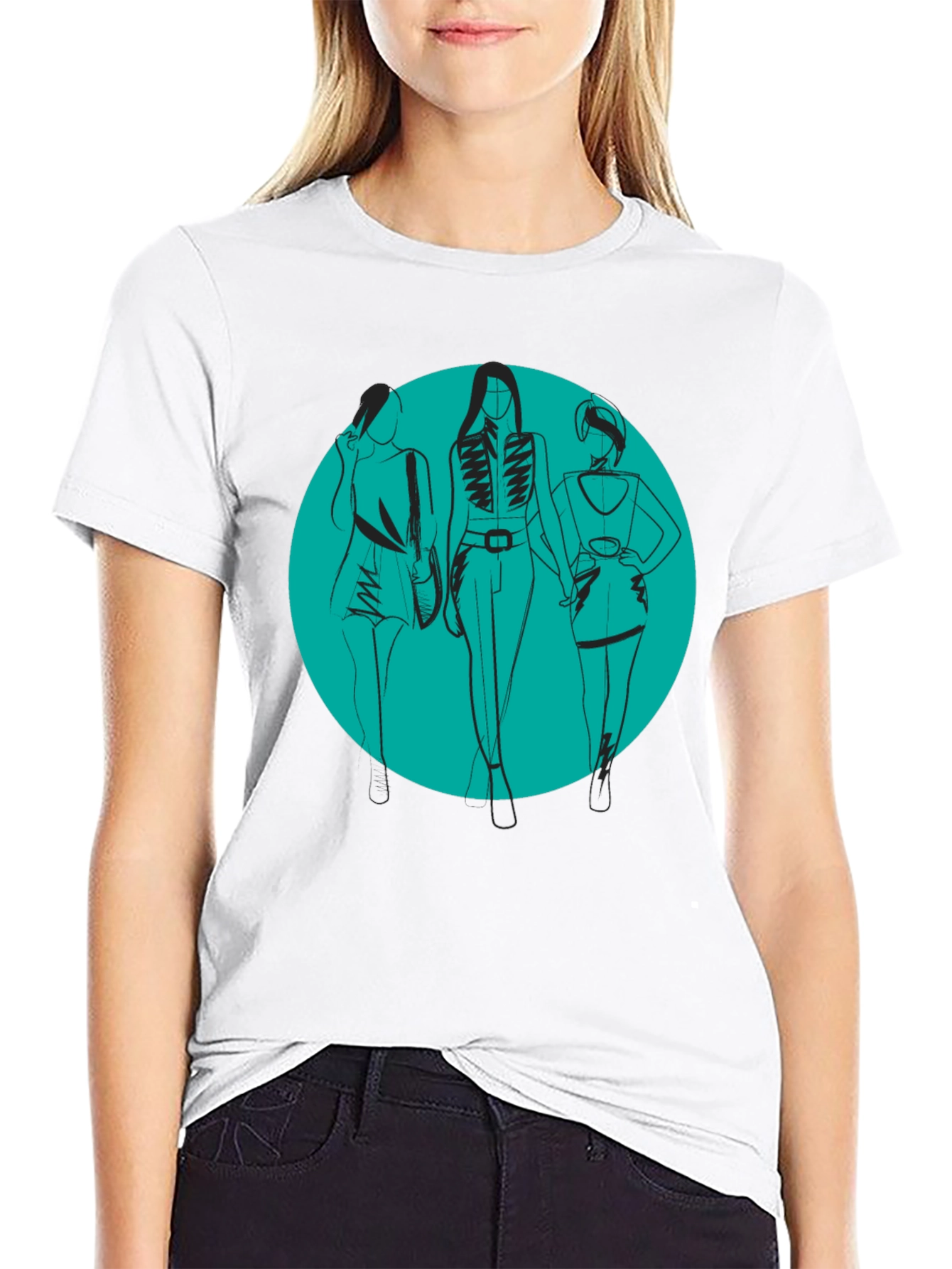 Stylish Women Graphic Tee - Black