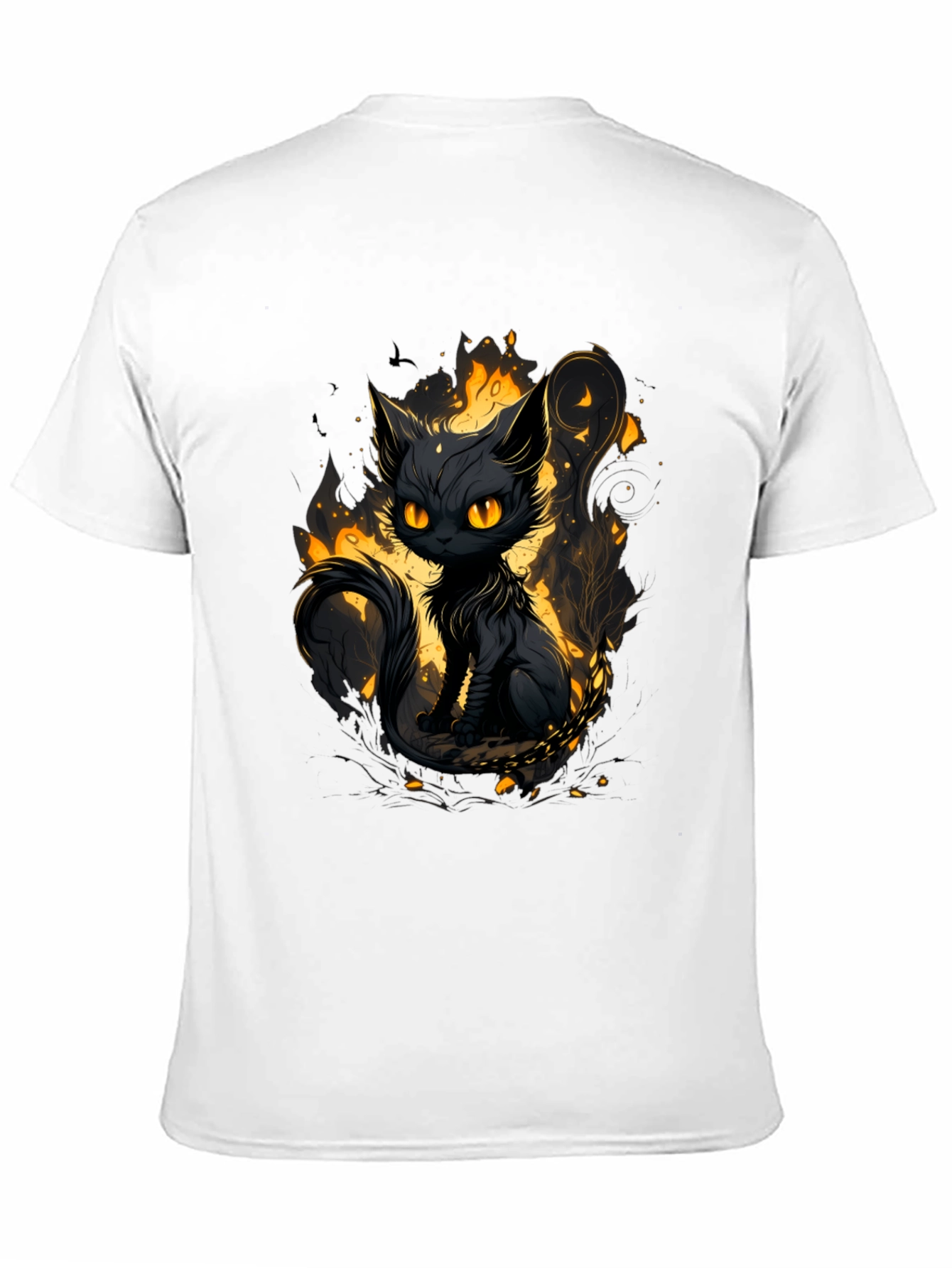 Mystic Cat Graphic Tee - Black Cotton T-Shirt