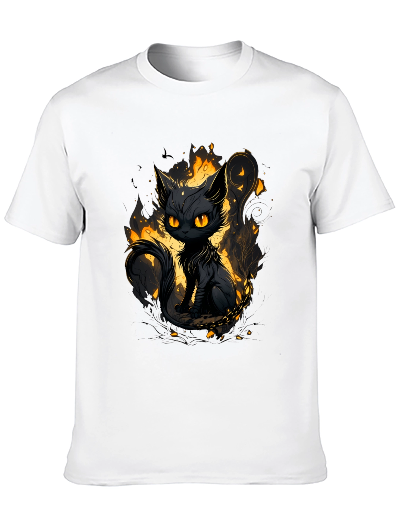 Mystic Cat Graphic Tee - Black Cotton T-Shirt