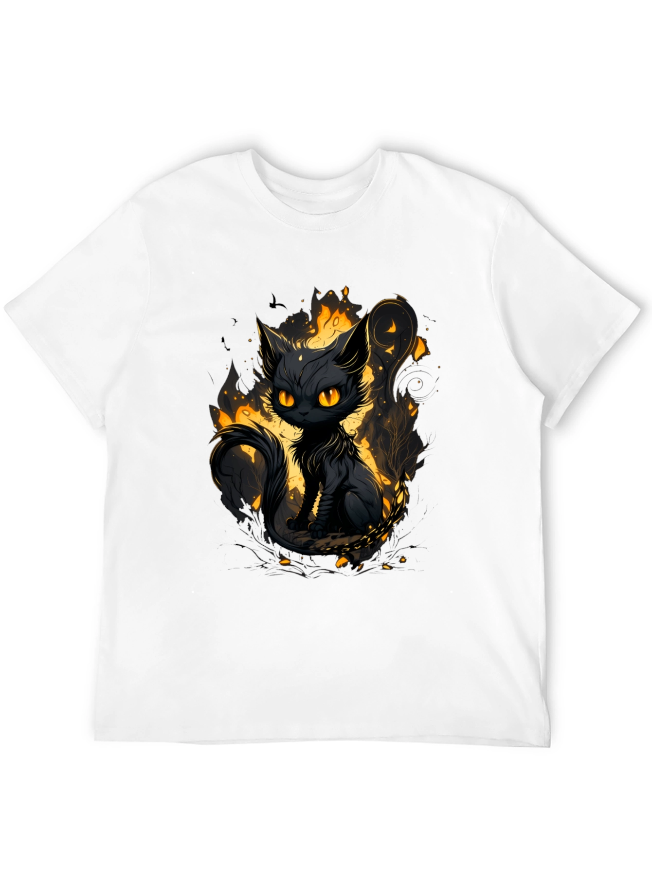Mystic Cat Graphic Tee - Black Cotton T-Shirt