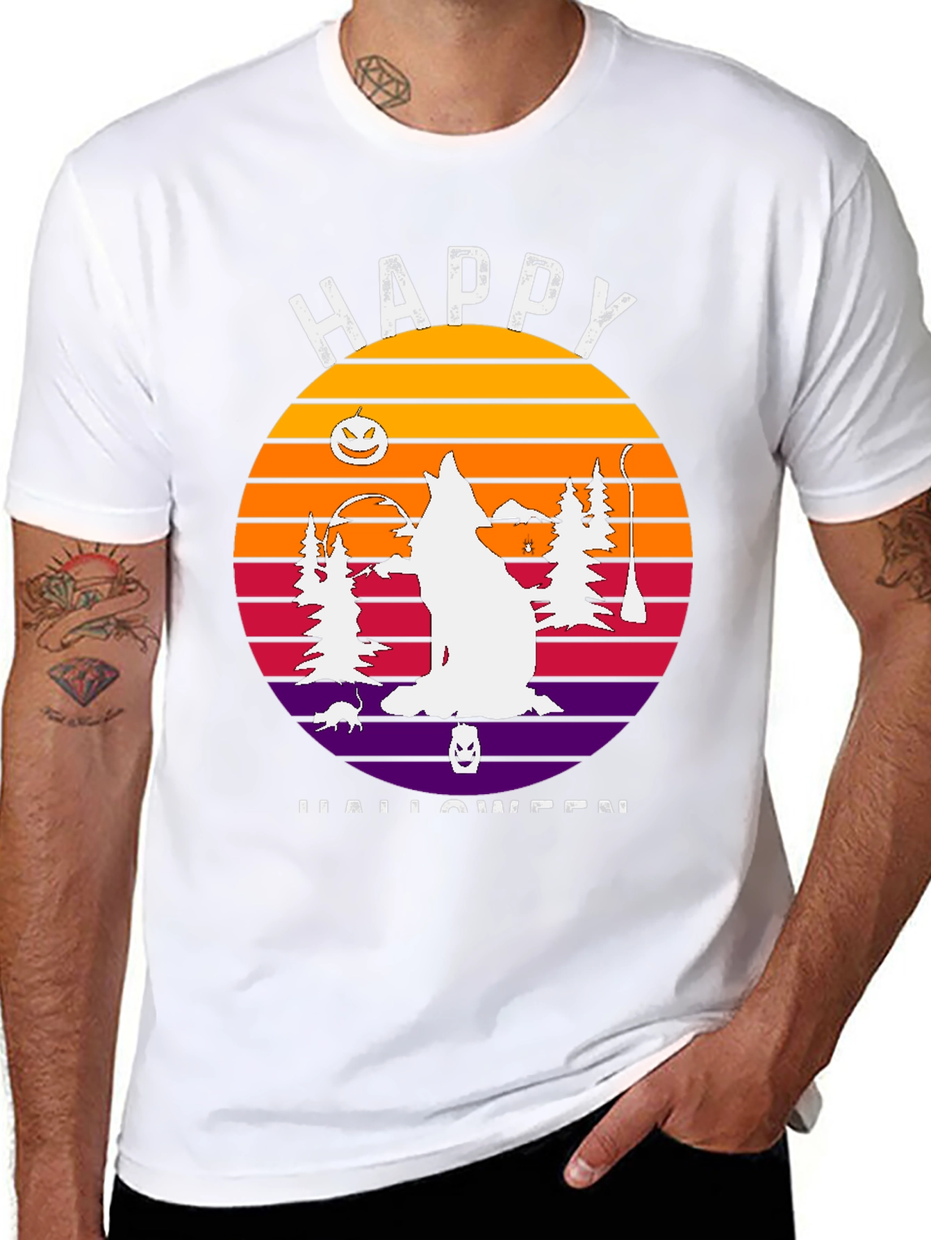 Happy Halloween Wolf Sunset T-Shirt