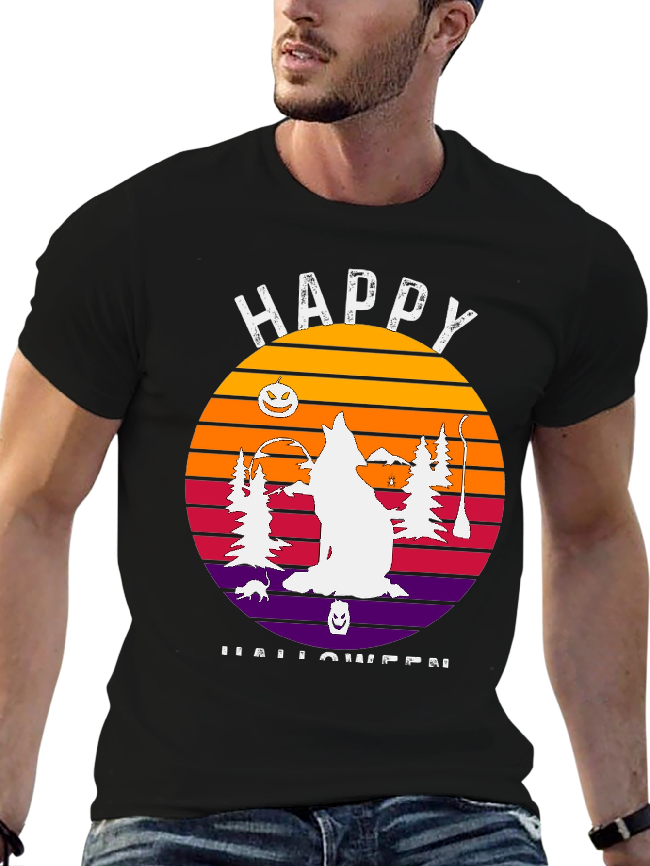 Happy Halloween Wolf Sunset T-Shirt