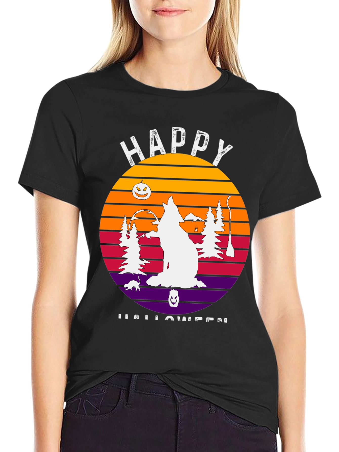 Happy Halloween Wolf Sunset T-Shirt