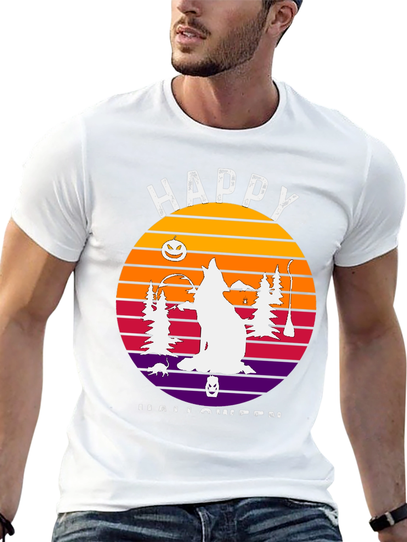 Happy Halloween Wolf Sunset T-Shirt