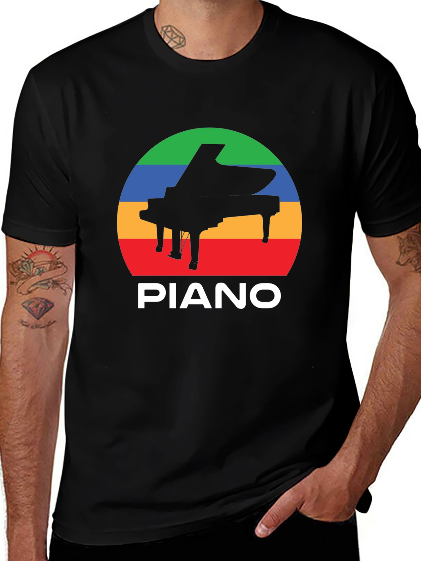 Piano Sunset T-Shirt - Retro Music Lover Tee