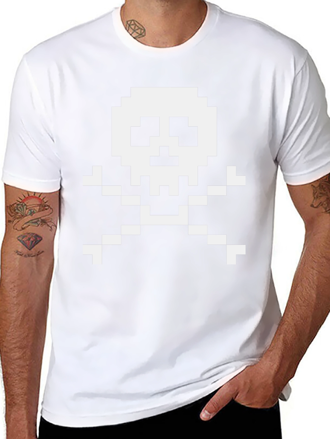 Pixel Skull & Crossbones Graphic T-Shirt