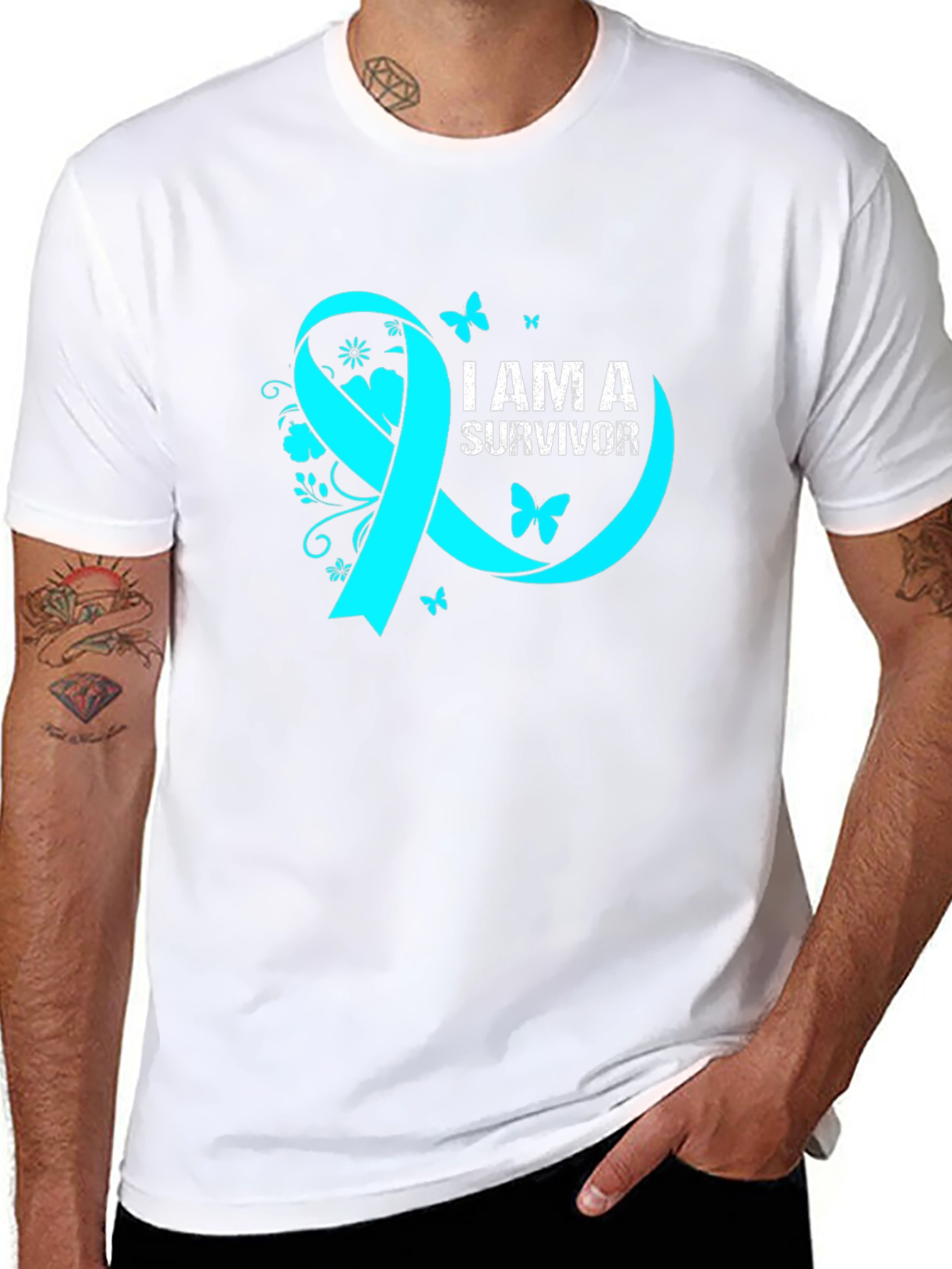Survivor Ribbon Graphic Tee - Awareness Shirt