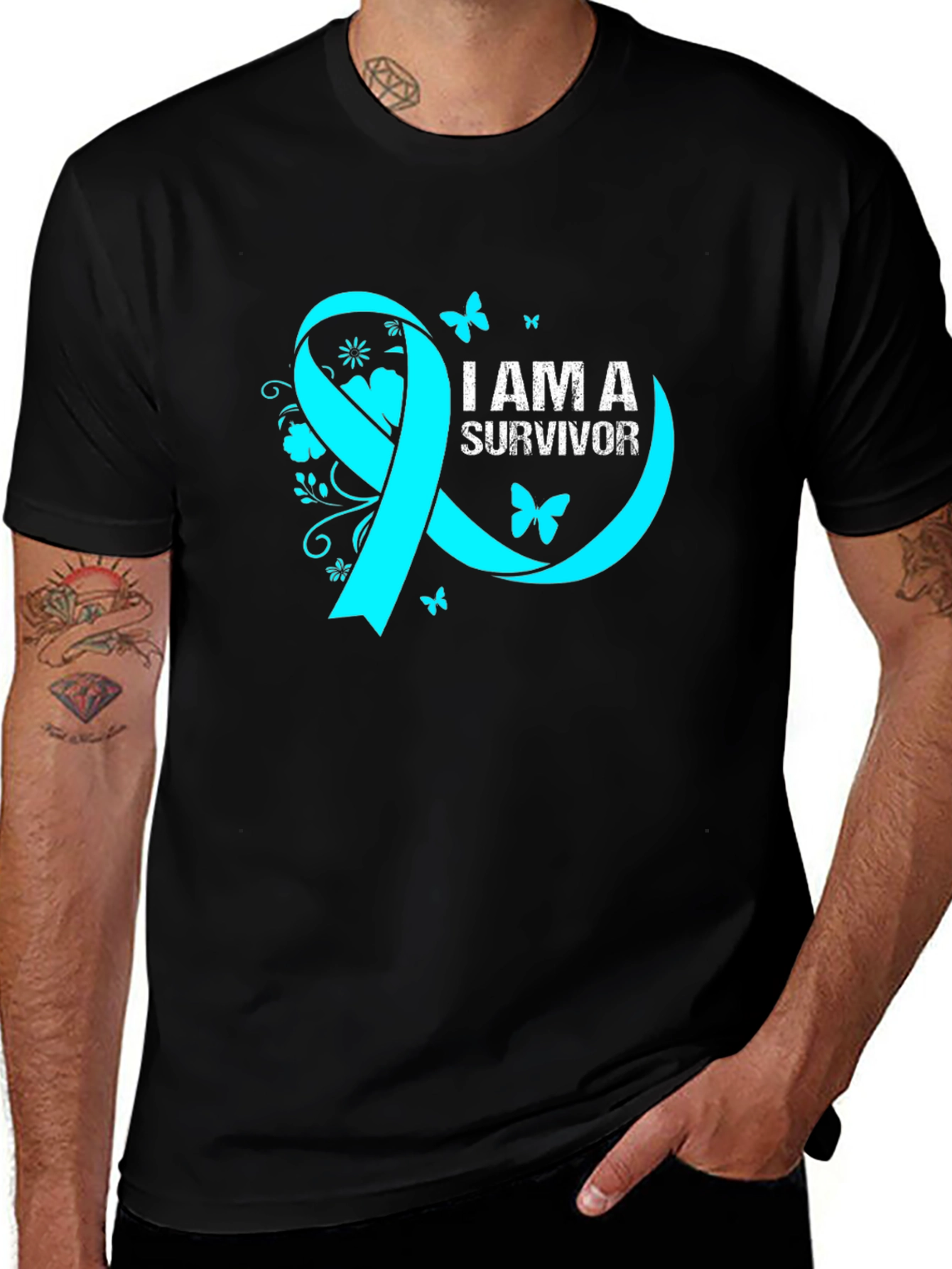 Survivor Ribbon Graphic Tee - Awareness Shirt