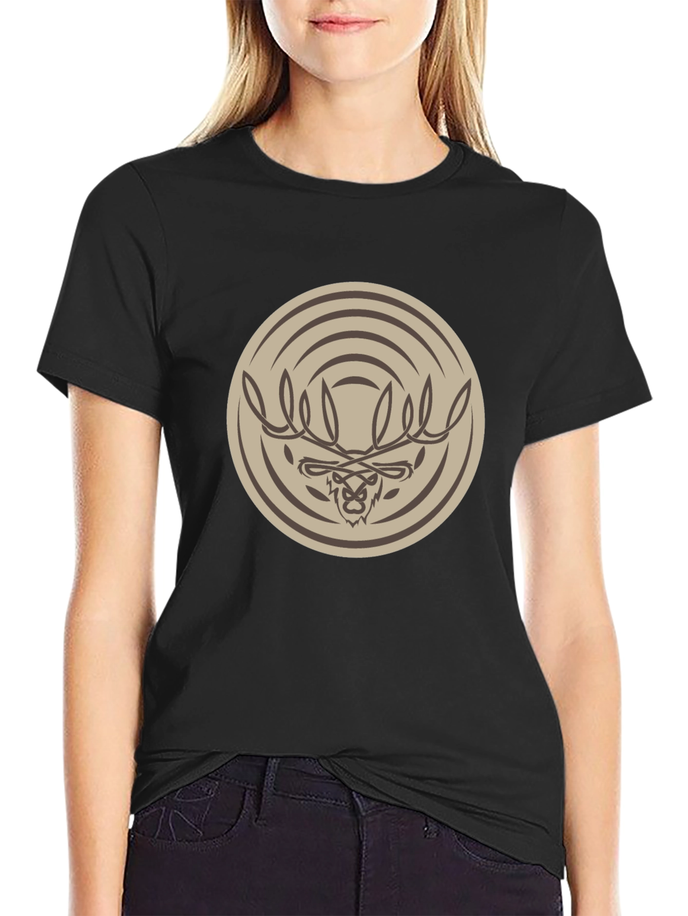 Tribal Moose Graphic Tee - Stylish Mens Black T-Shirt
