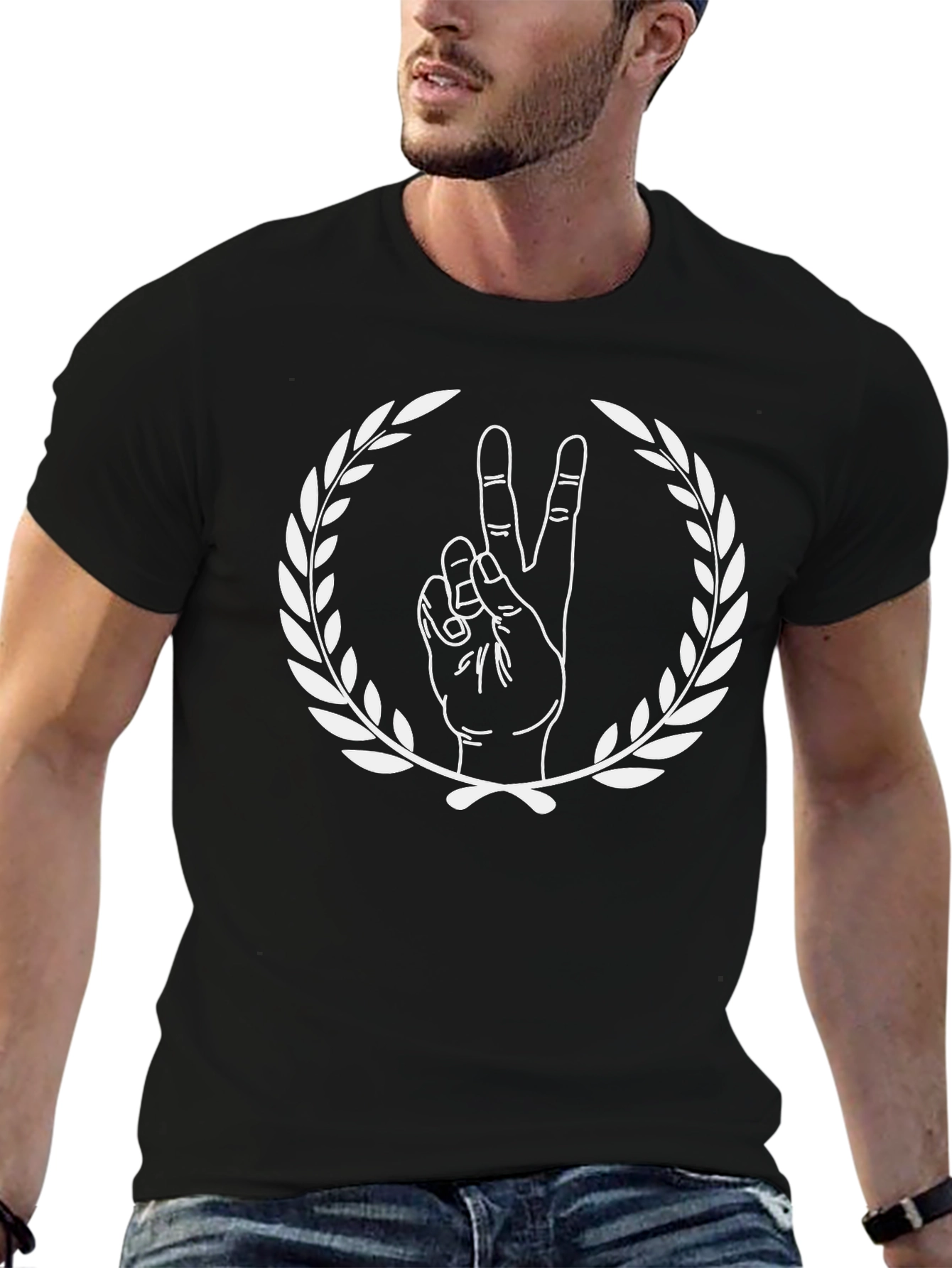 Peace Sign Wreath Black Graphic Tee