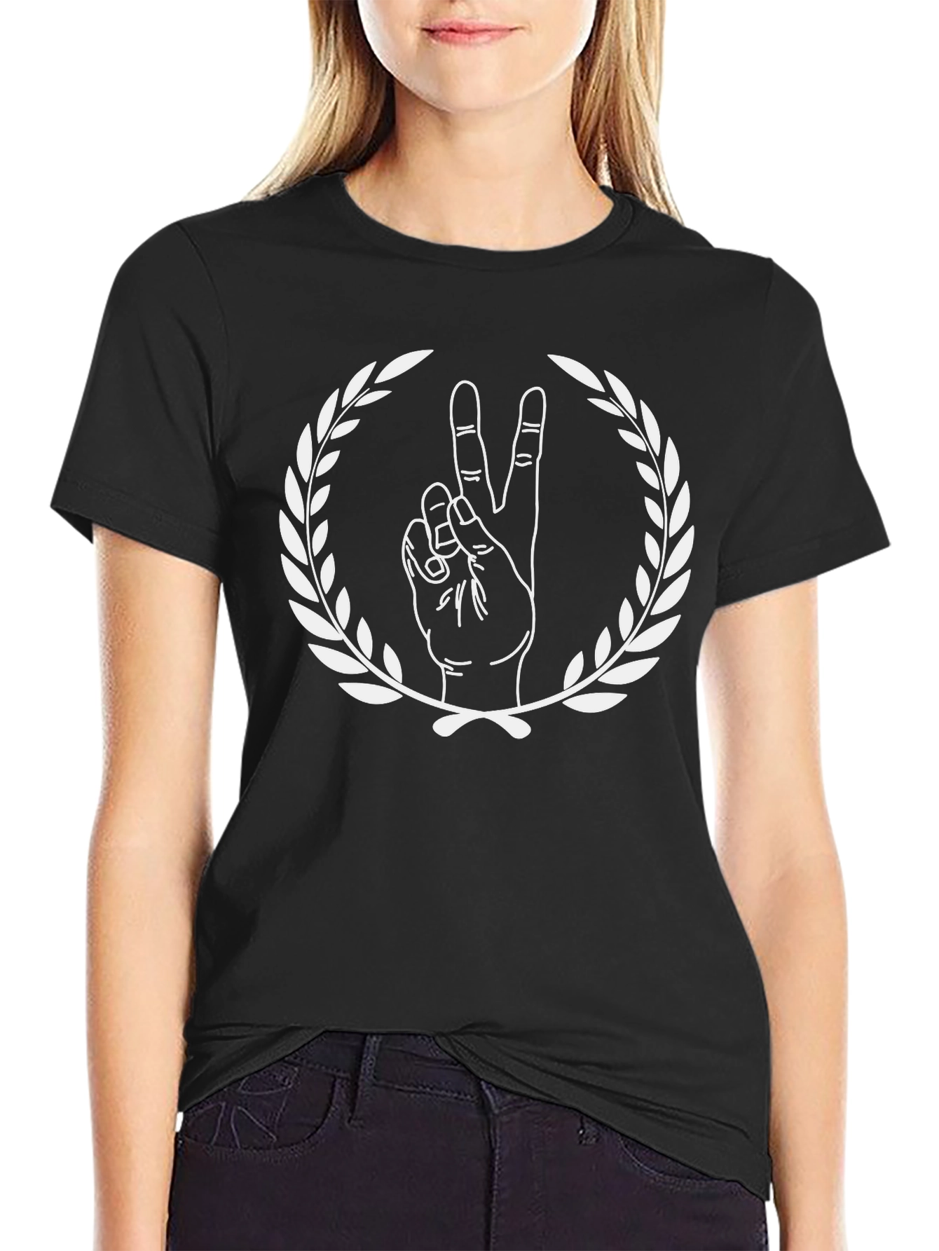 Peace Sign Wreath Black Graphic Tee