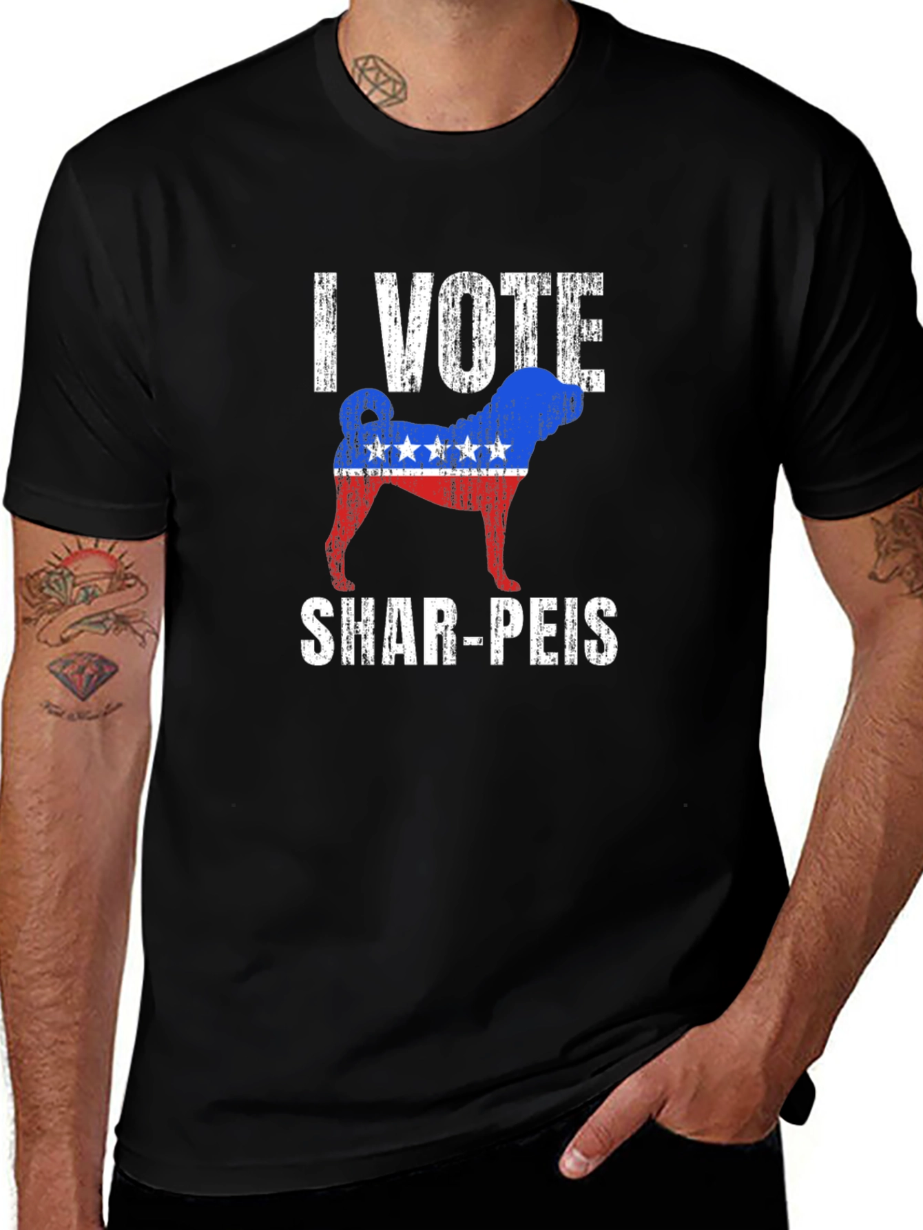 I Vote Shar-Peis Patriotic T-Shirt