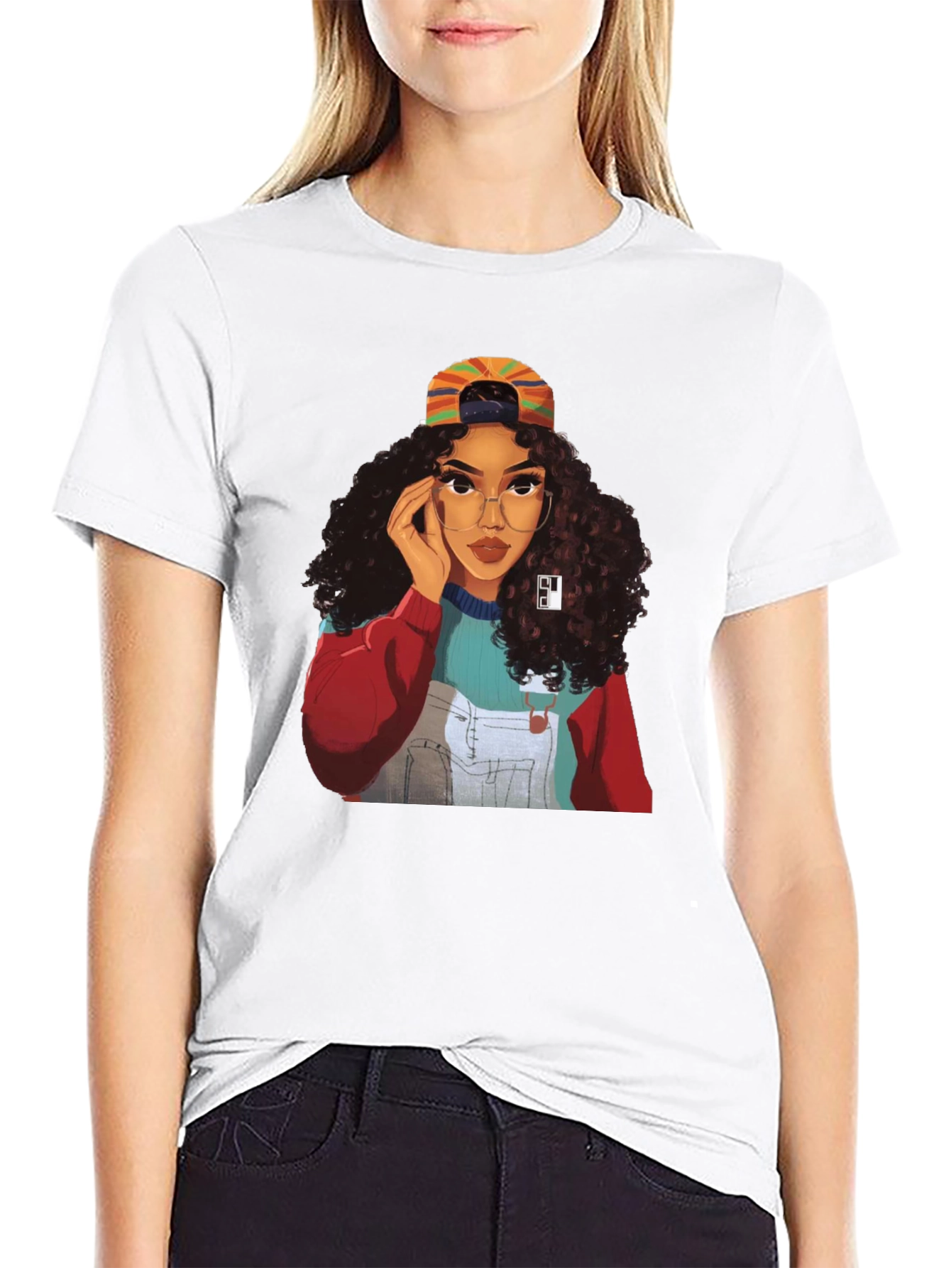 Stylish Black T-Shirt with Retro Girl Graphic