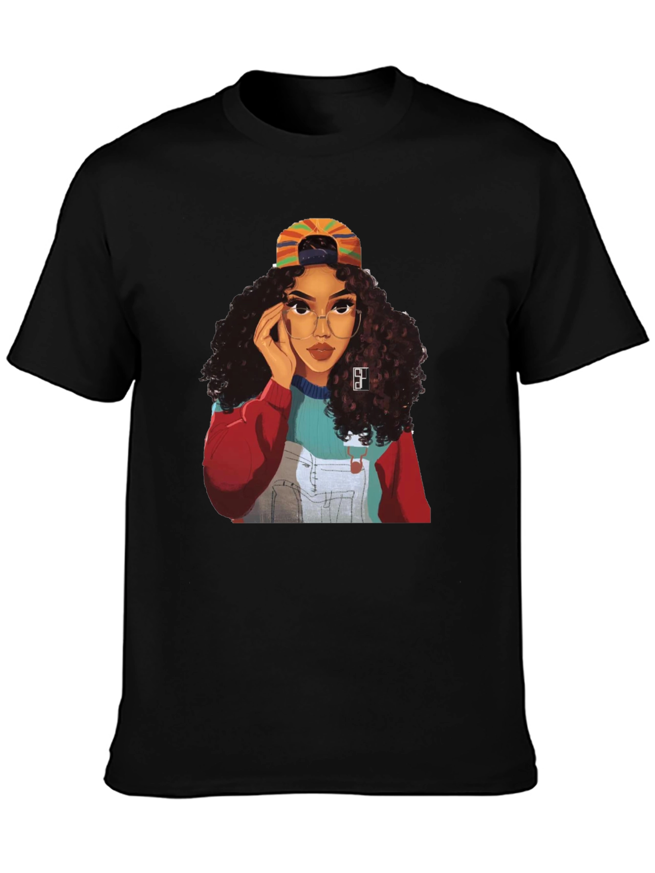 Stylish Black T-Shirt with Retro Girl Graphic
