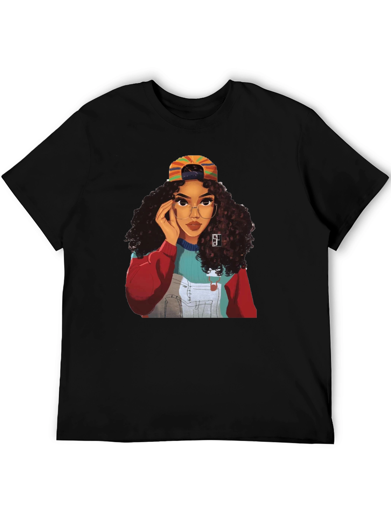 Stylish Black T-Shirt with Retro Girl Graphic