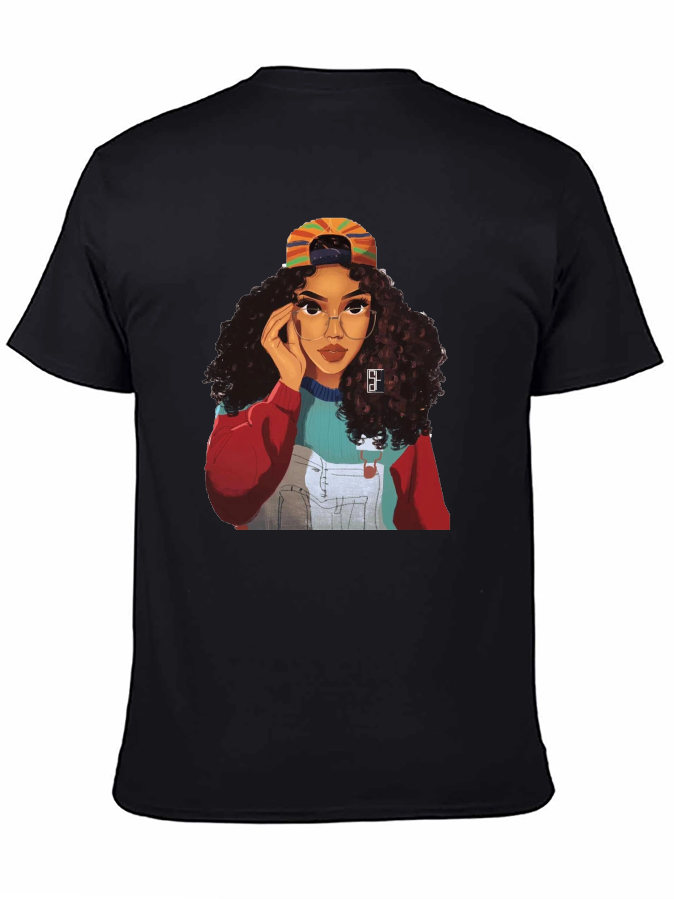 Stylish Black T-Shirt with Retro Girl Graphic