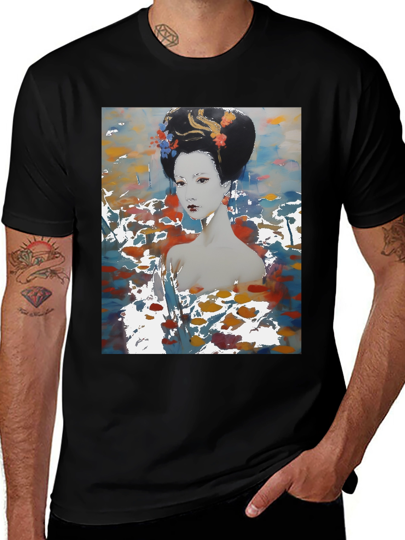 Geisha Art T-Shirt - Abstract Style