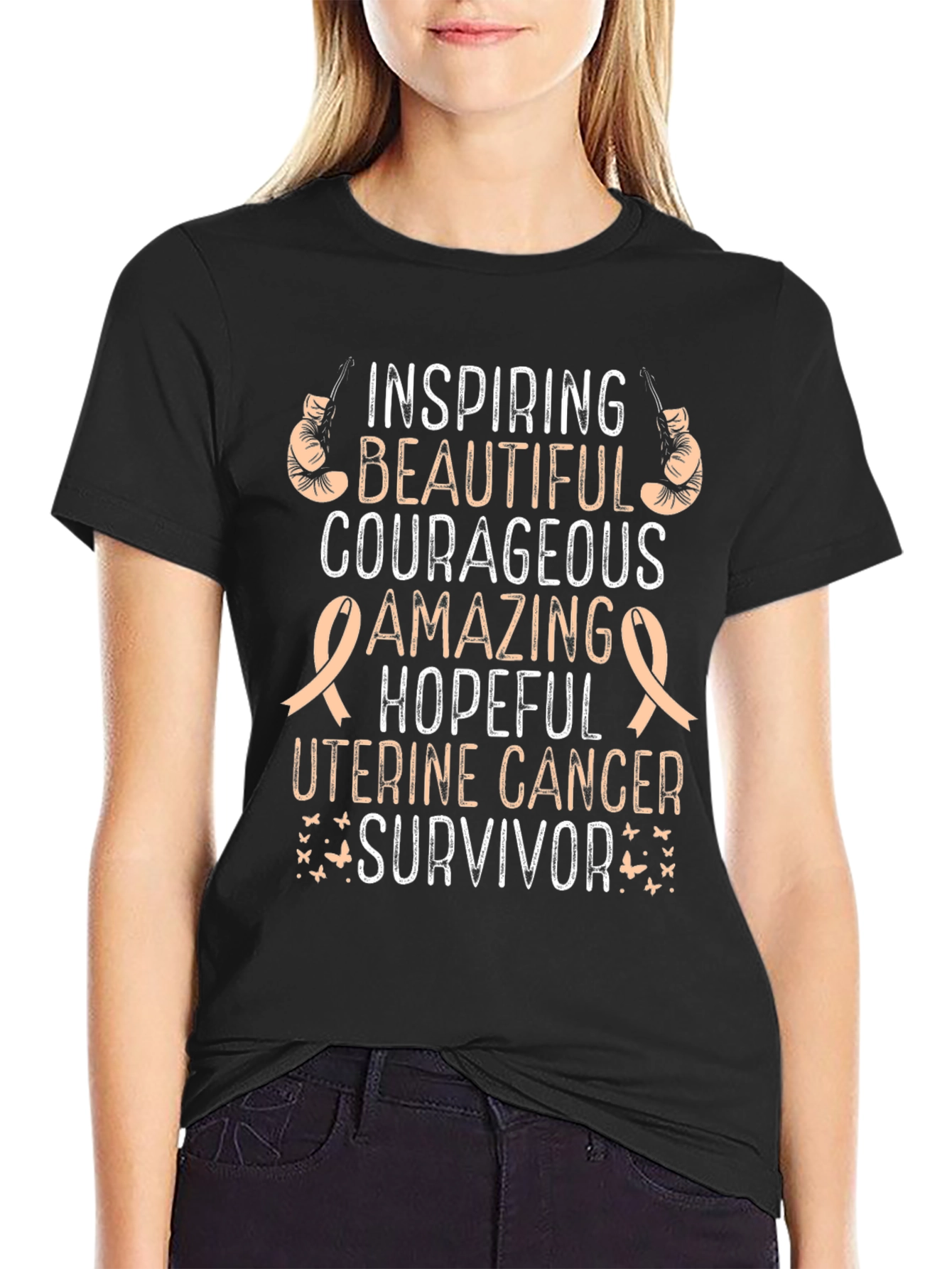 Uterine Cancer Survivor T-Shirt - Inspiring Beautiful