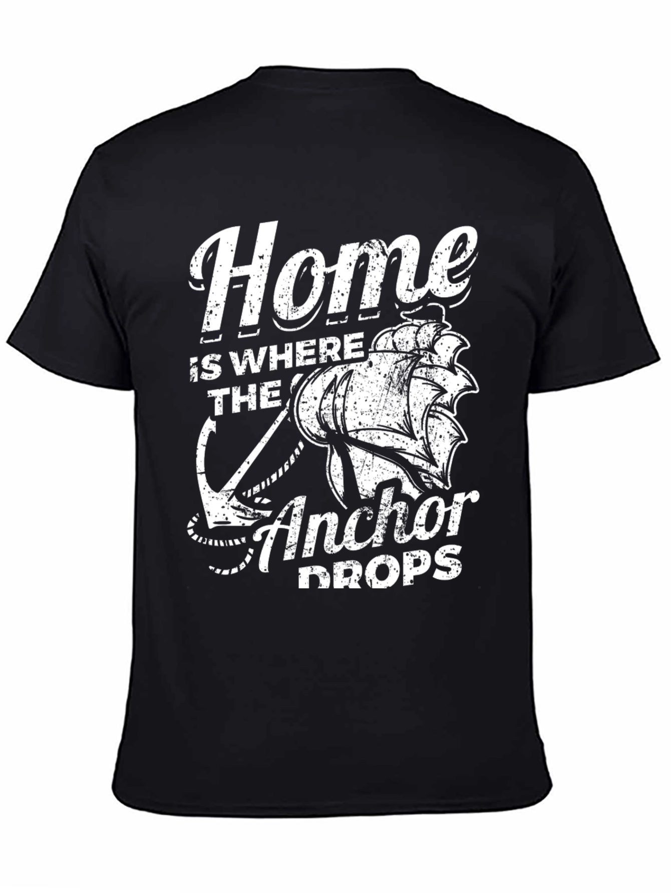 Nautical Home Anchor Drops Black Graphic Tee