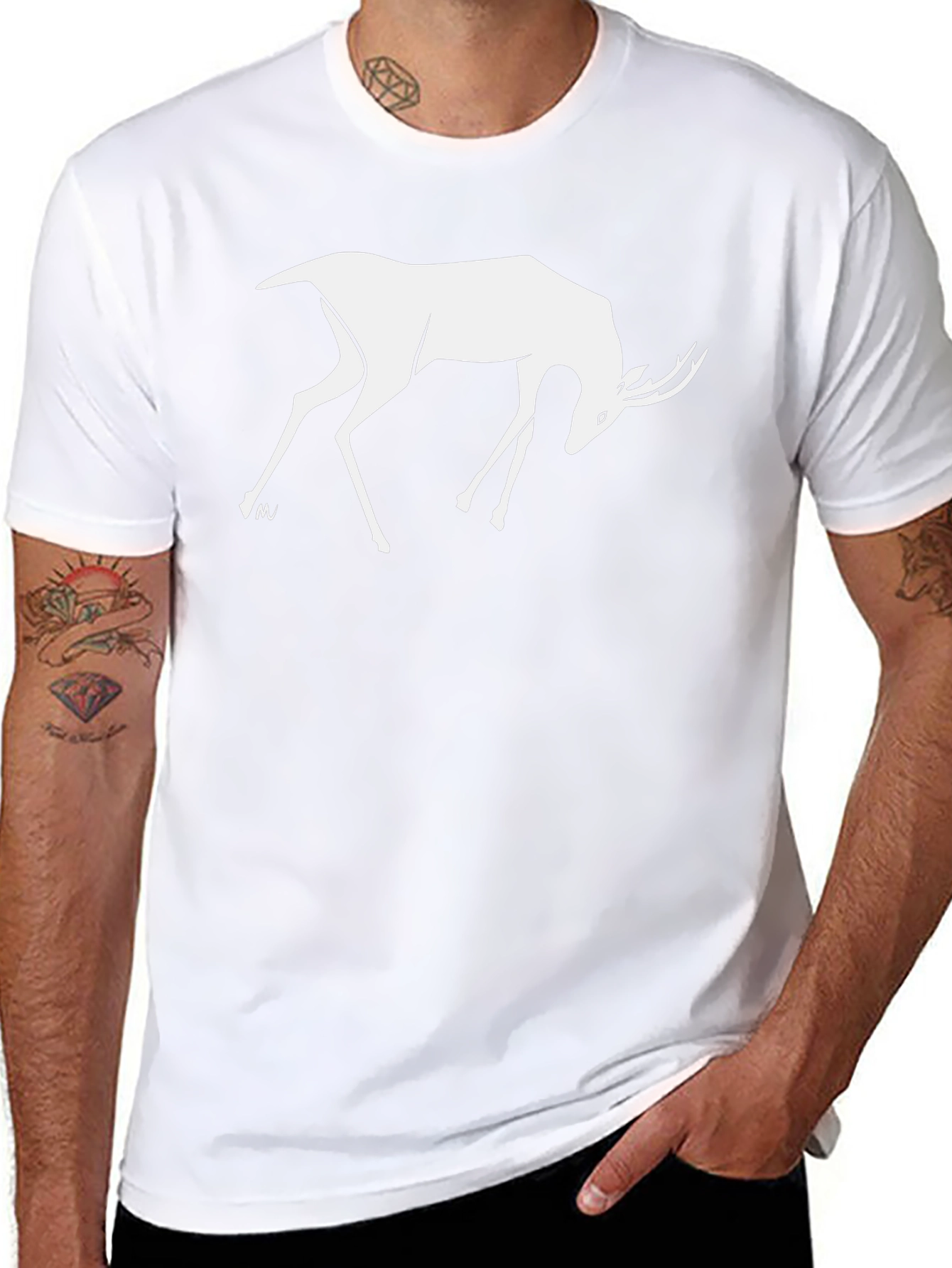 Minimalist Deer Graphic Black T-Shirt