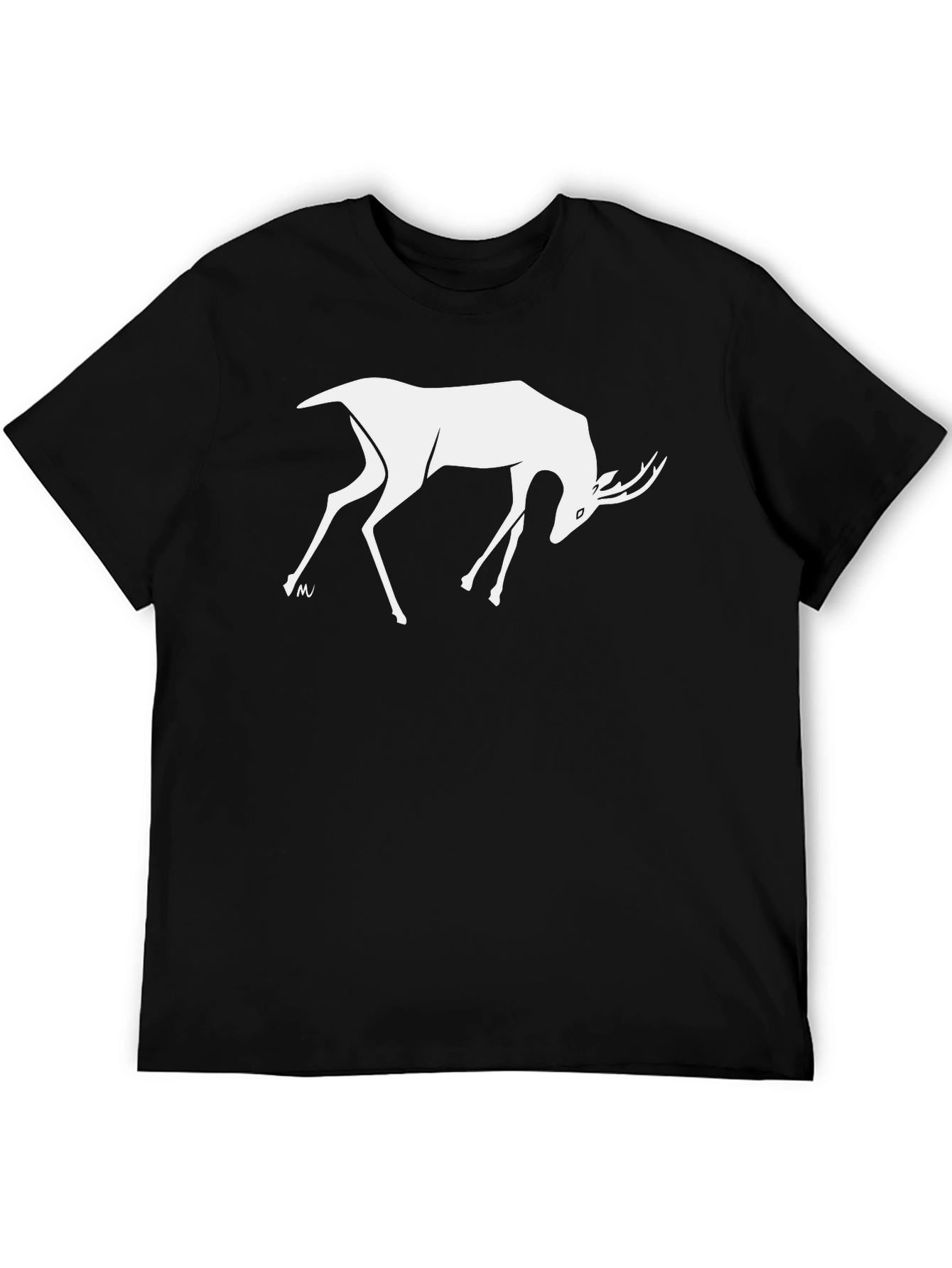 Minimalist Deer Graphic Black T-Shirt