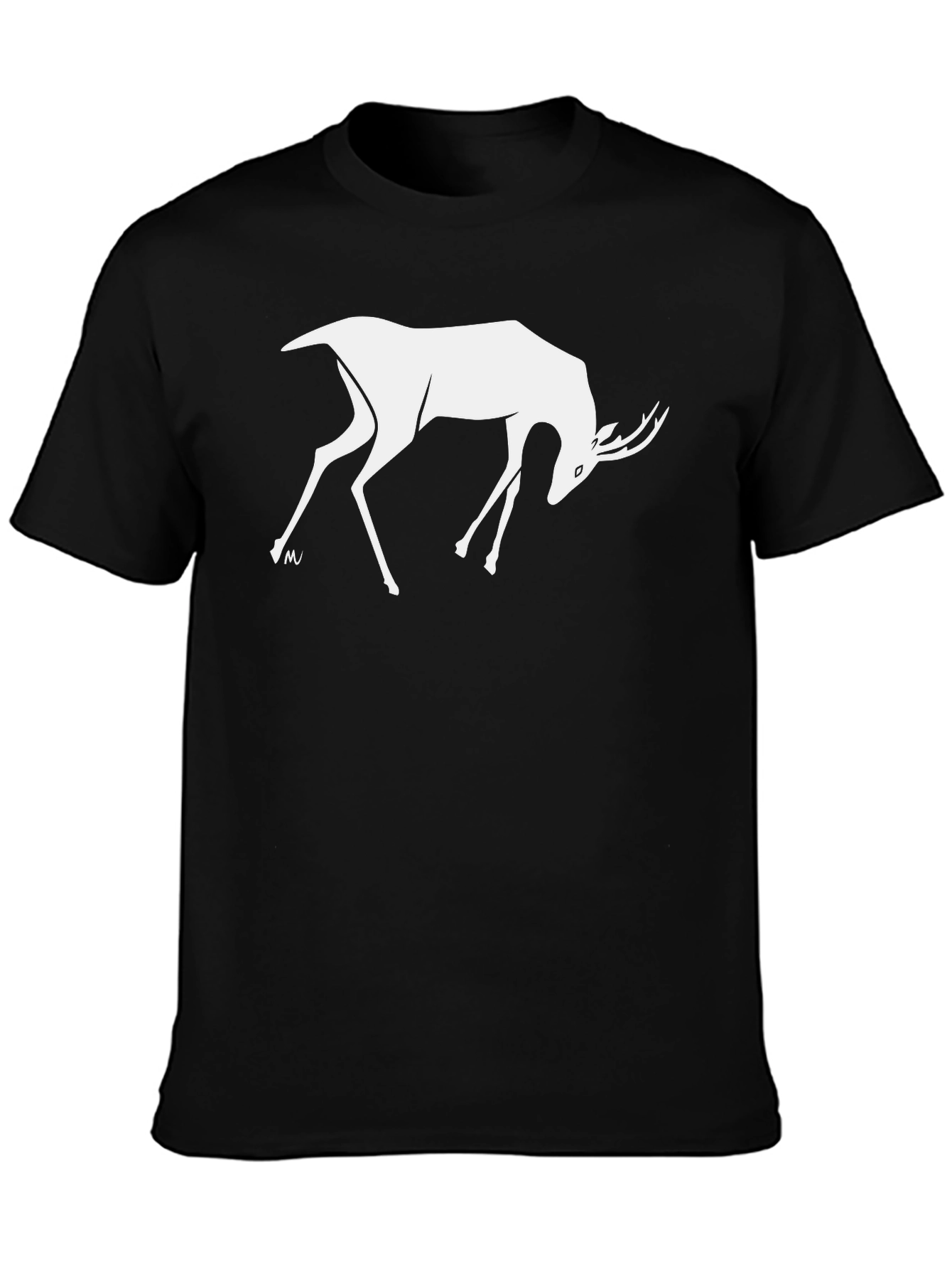 Minimalist Deer Graphic Black T-Shirt