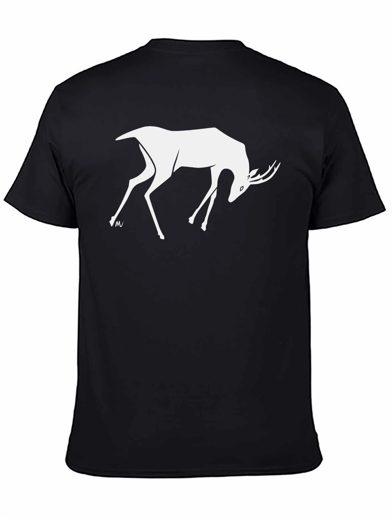 Minimalist Deer Graphic Black T-Shirt
