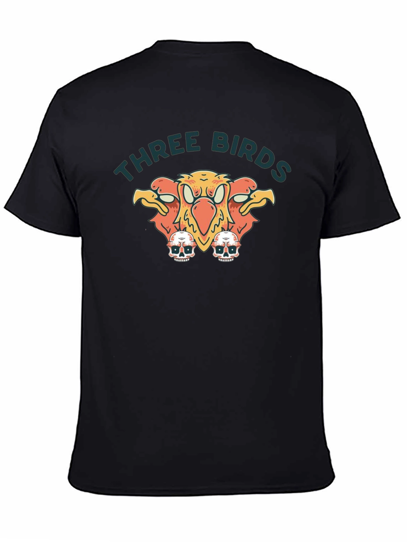 Three Birds Graphic Print Black T-Shirt