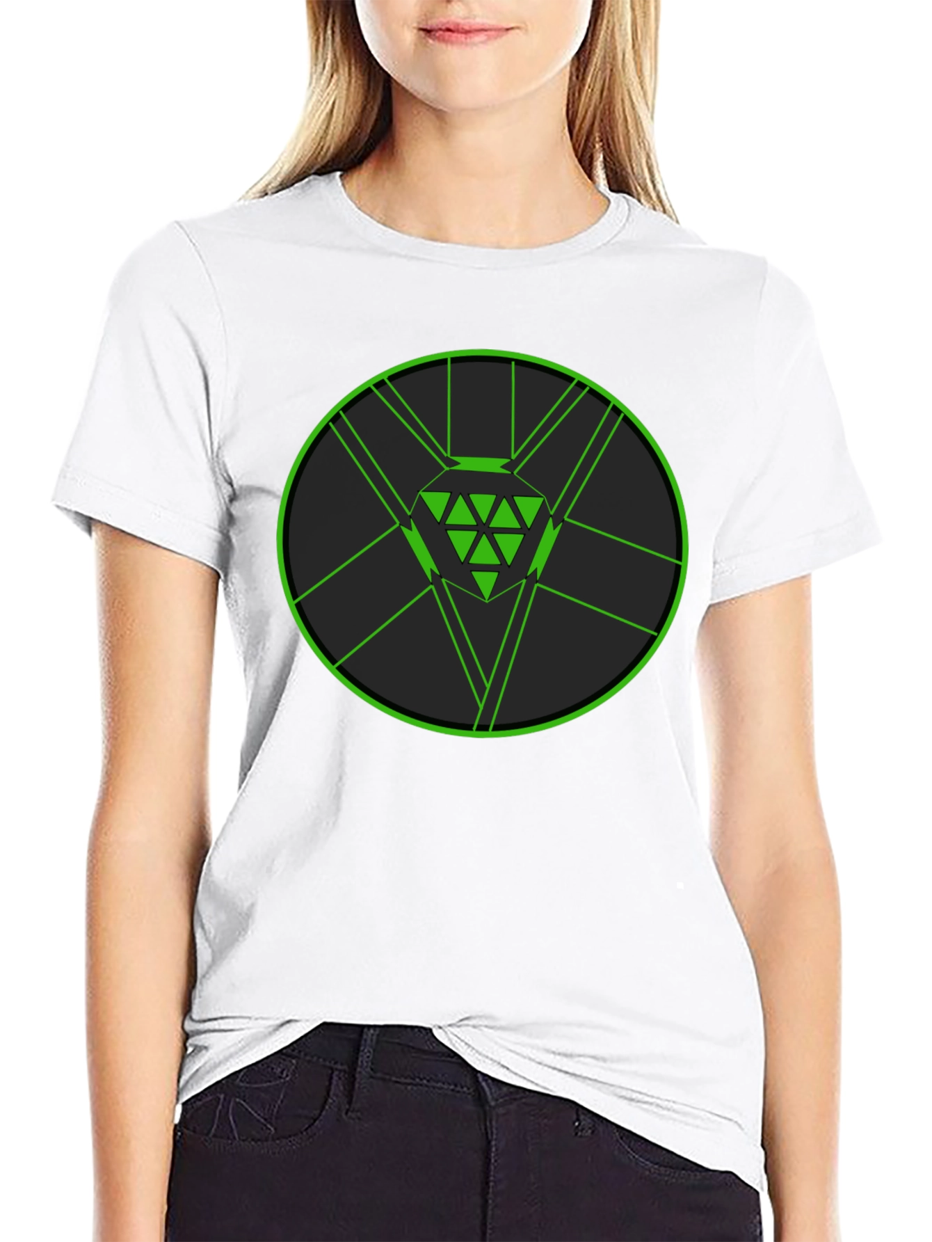 Geometric Green Diamond Graphic Tee