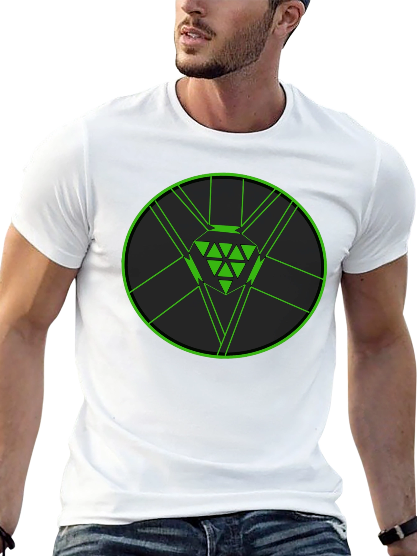 Geometric Green Diamond Graphic Tee