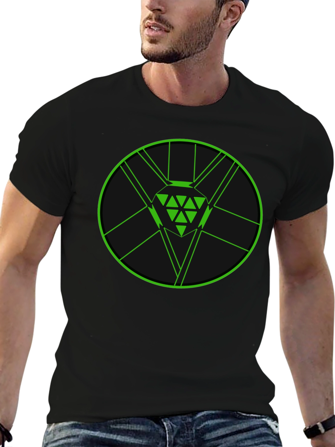 Geometric Green Diamond Graphic Tee