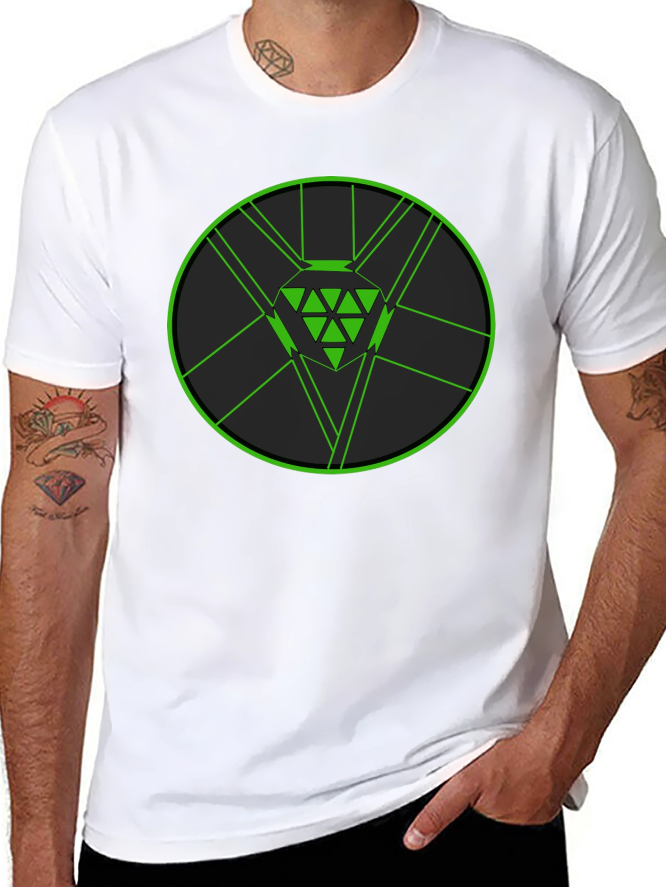 Geometric Green Diamond Graphic Tee