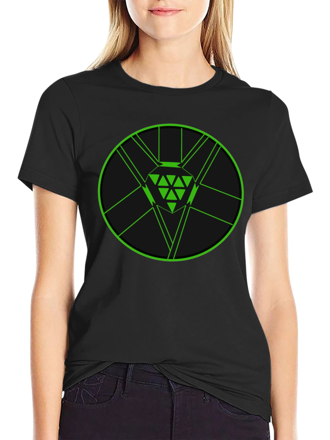 Geometric Green Diamond Graphic Tee