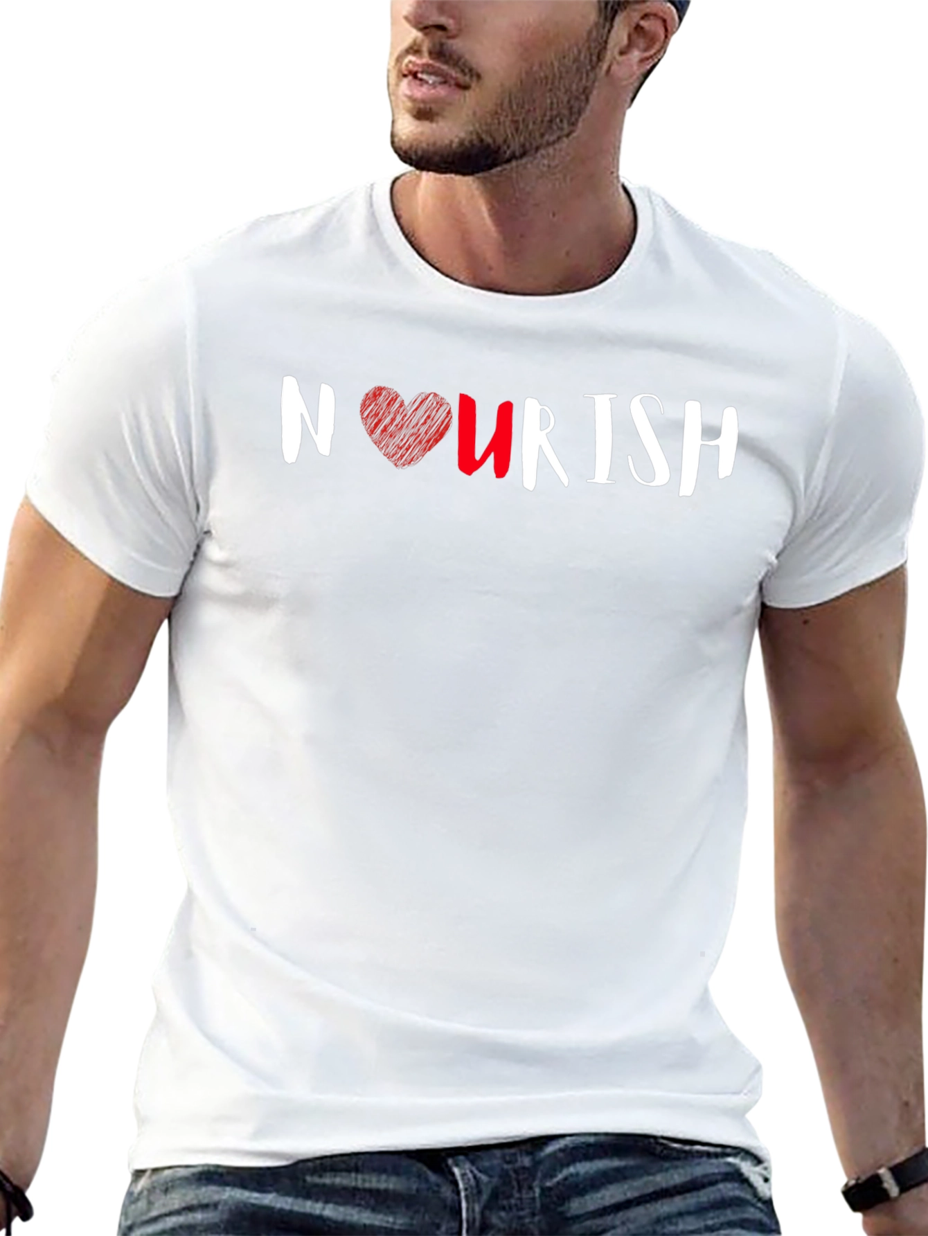 Nourish Black T-Shirt with Heart Design