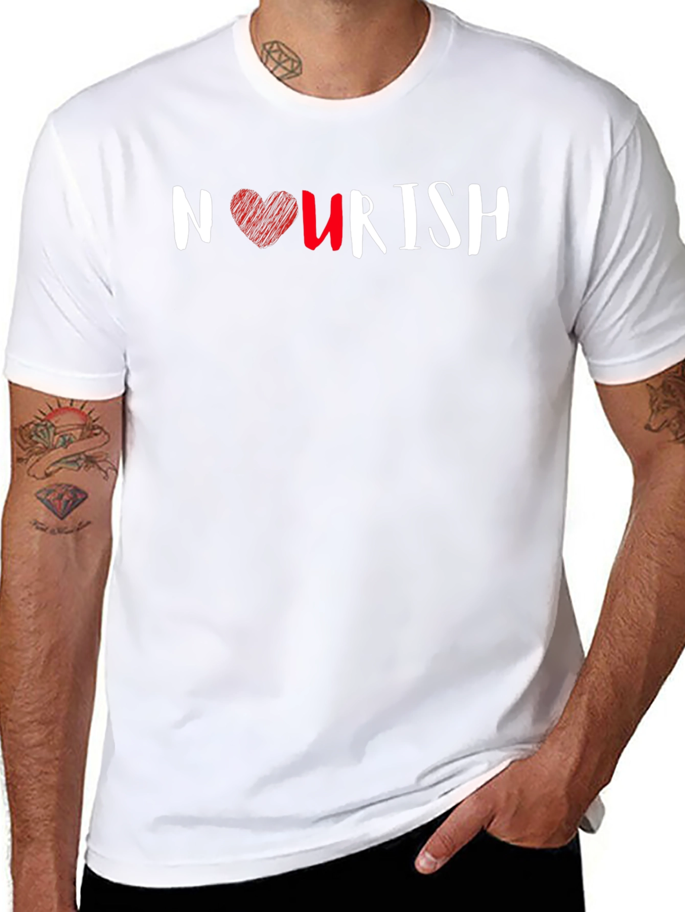 Nourish Black T-Shirt with Heart Design