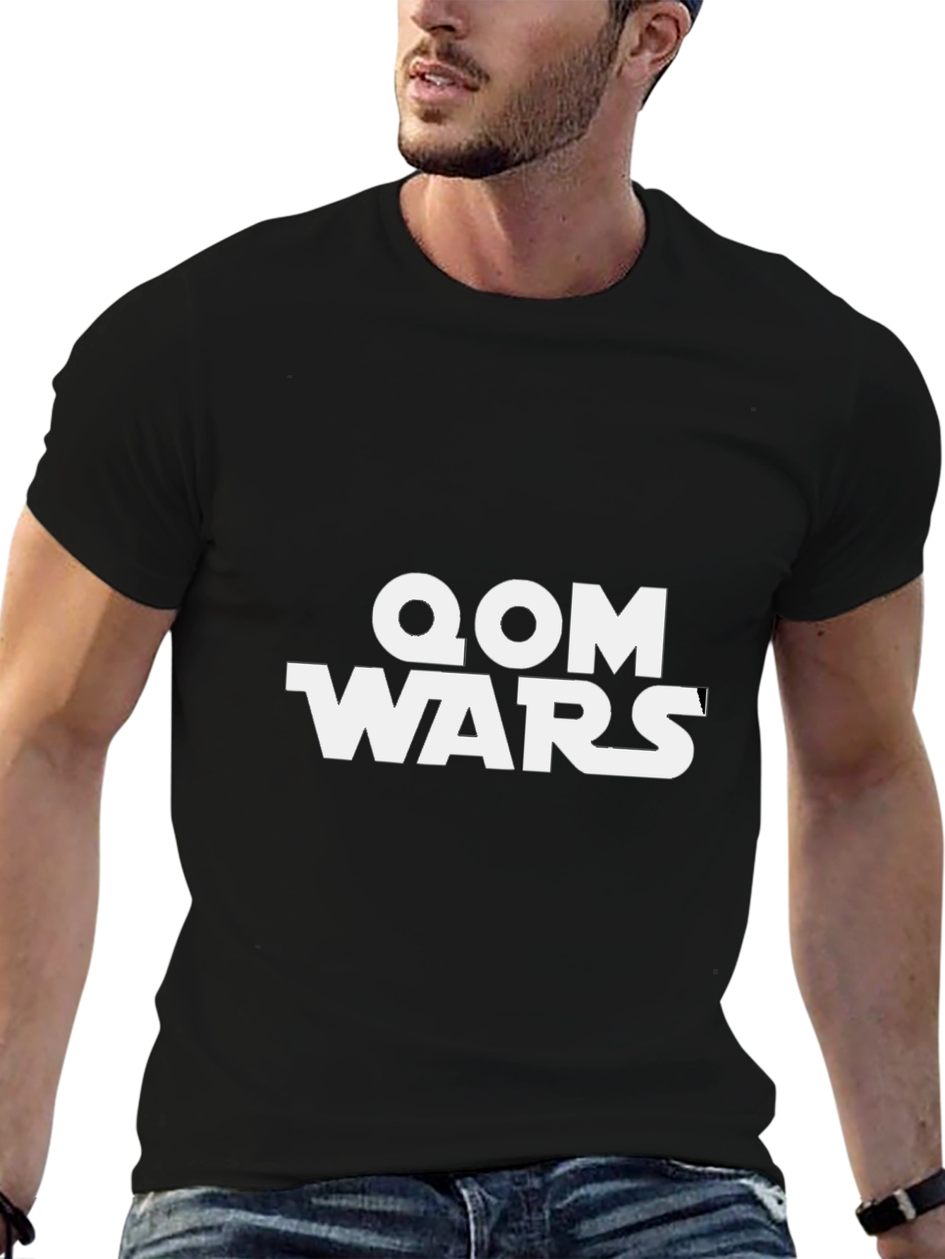 QOM Wars Graphic T-Shirt - Black Cotton Blend