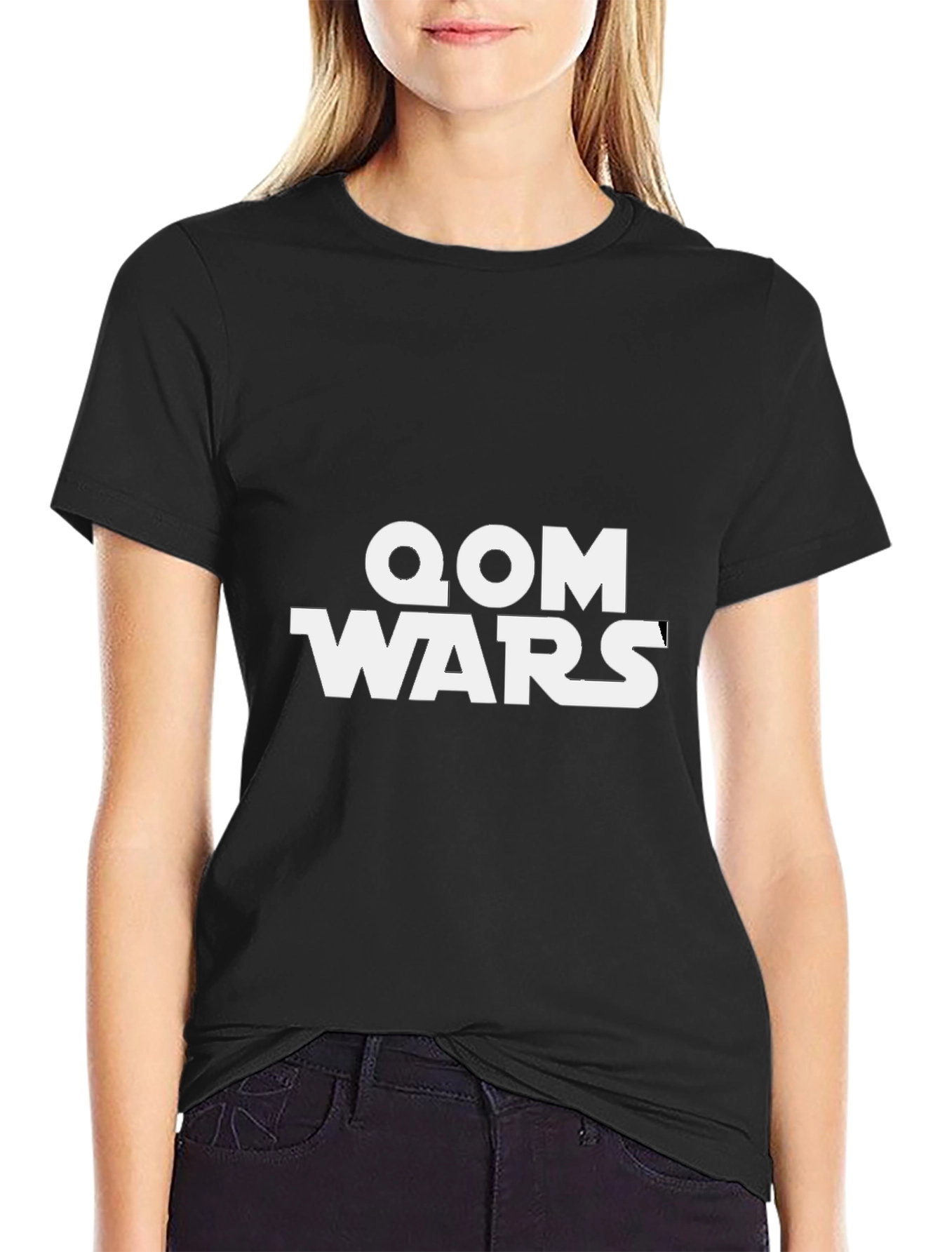 QOM Wars Graphic T-Shirt - Black Cotton Blend