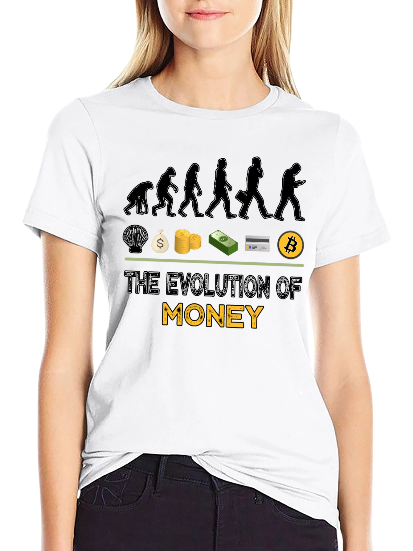 Evolution of Money Graphic Tee - Black Cotton T-Shirt