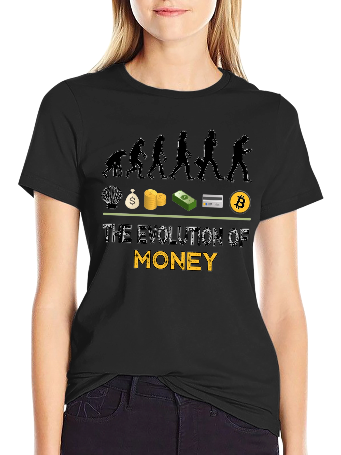 Evolution of Money Graphic Tee - Black Cotton T-Shirt