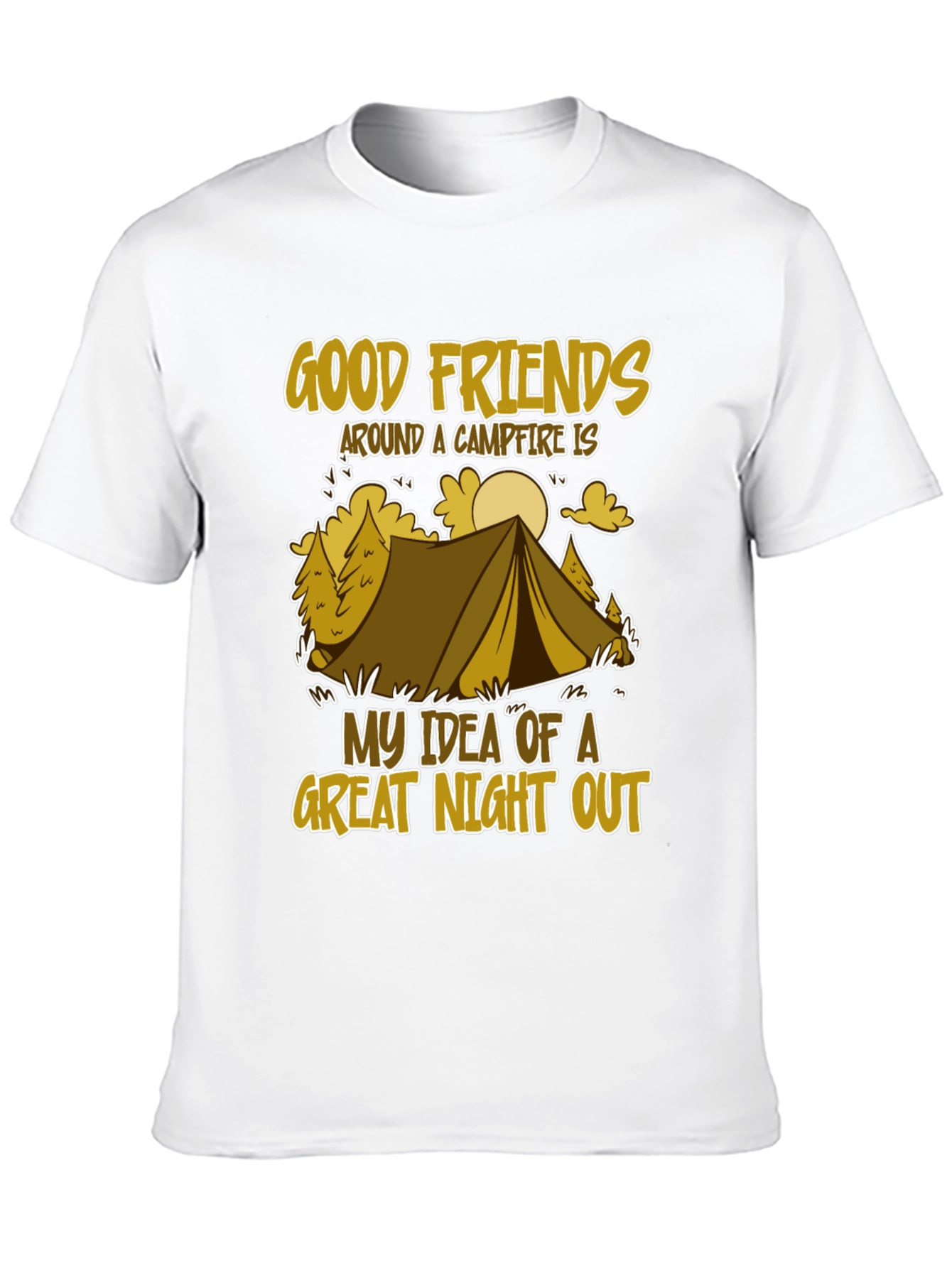 Camping Adventure T-Shirt - Good Friends & Campfire Design