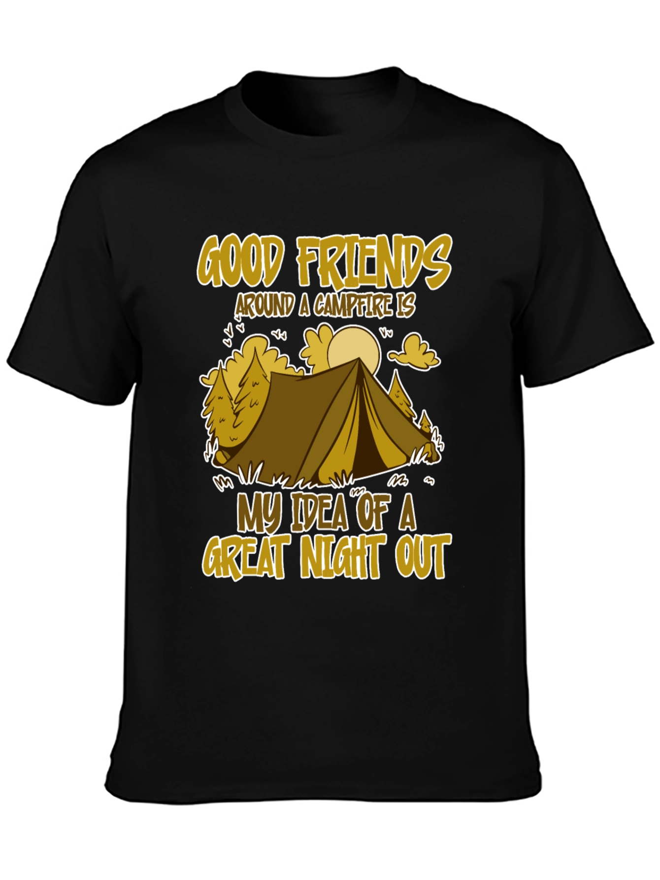 Camping Adventure T-Shirt - Good Friends & Campfire Design