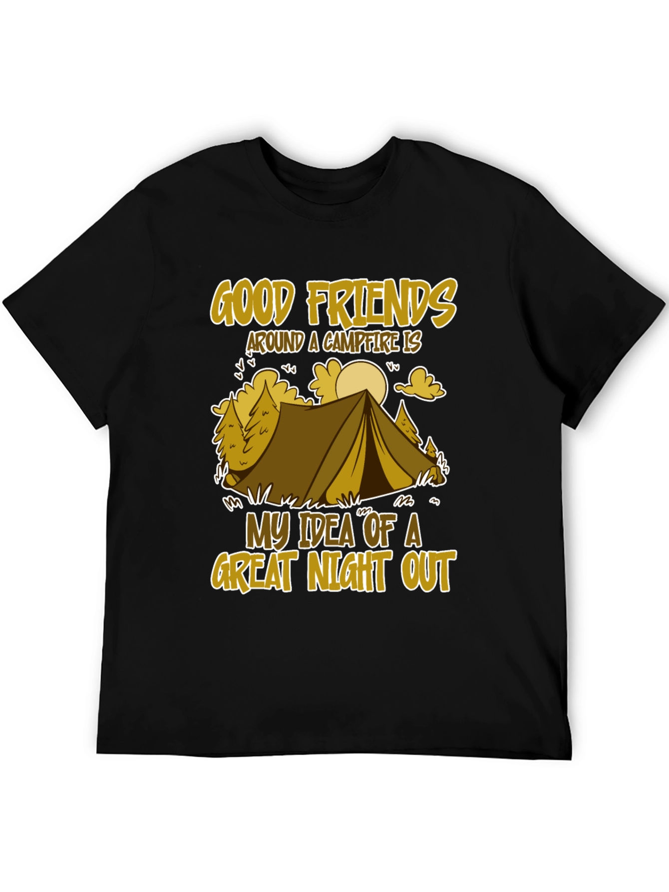 Camping Adventure T-Shirt - Good Friends & Campfire Design
