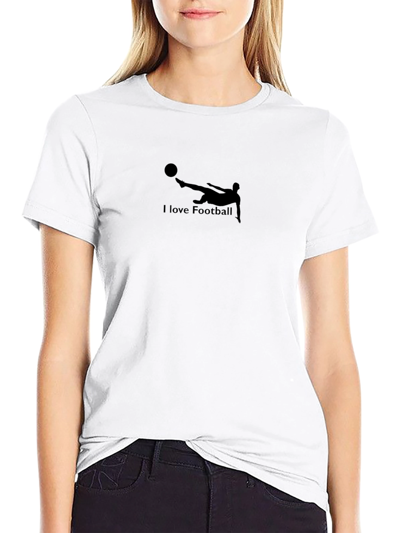 Black I Love Football Graphic T-Shirt