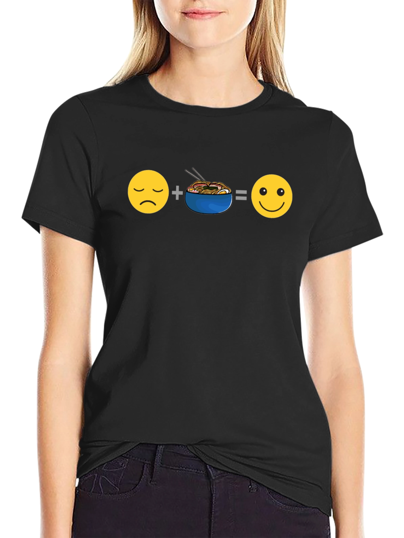 Ramen Equals Happy T-Shirt - Black