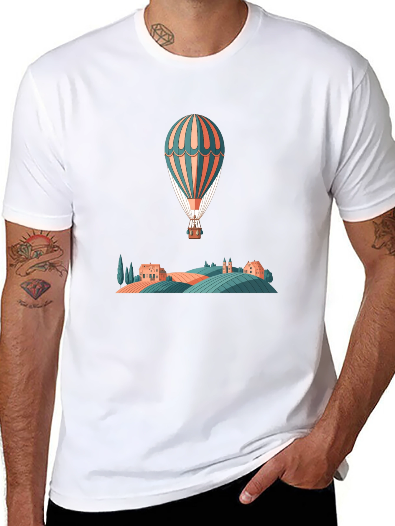 Hot Air Balloon Ride Graphic Tee - Black