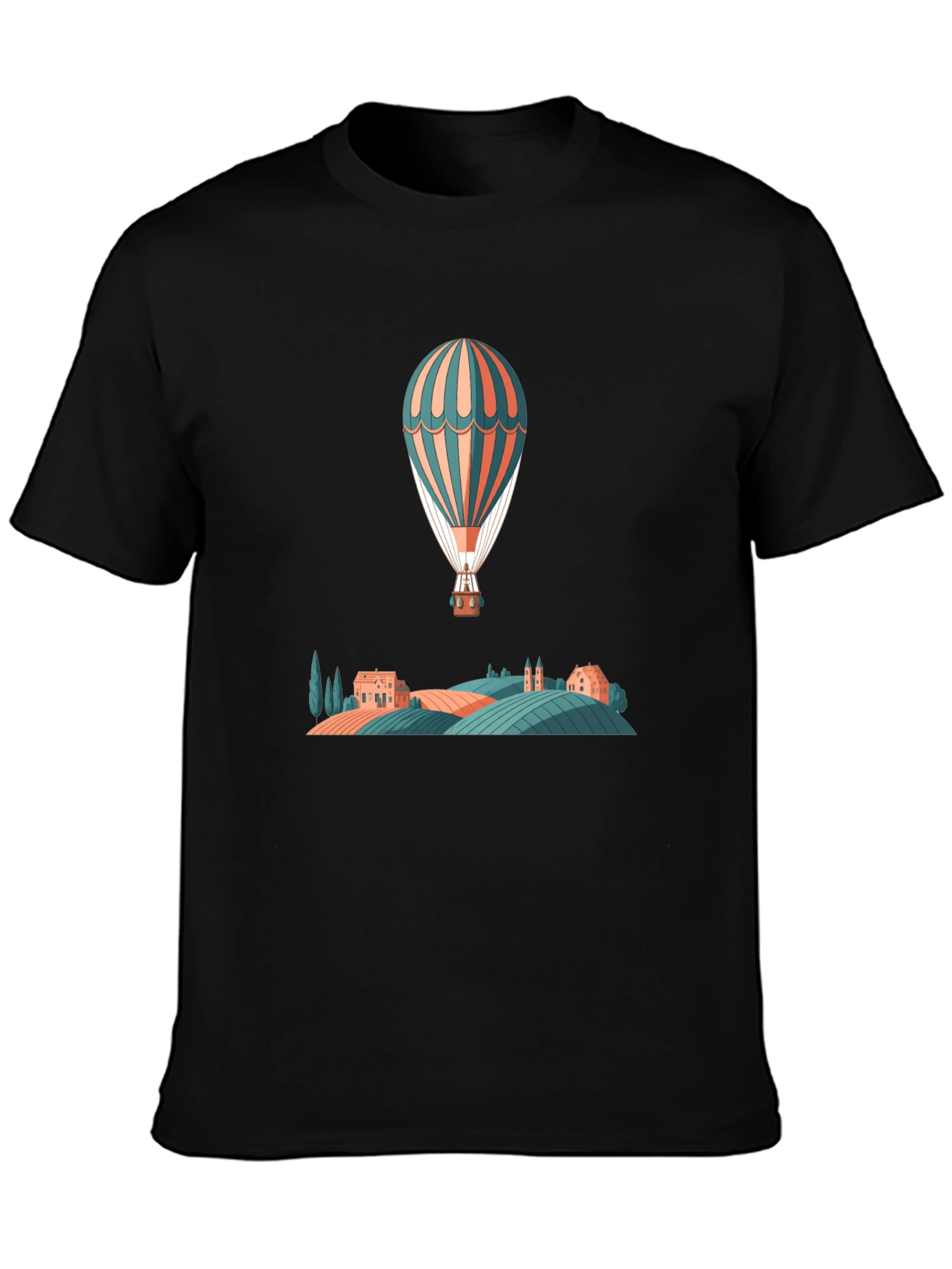 Hot Air Balloon Ride Graphic Tee - Black