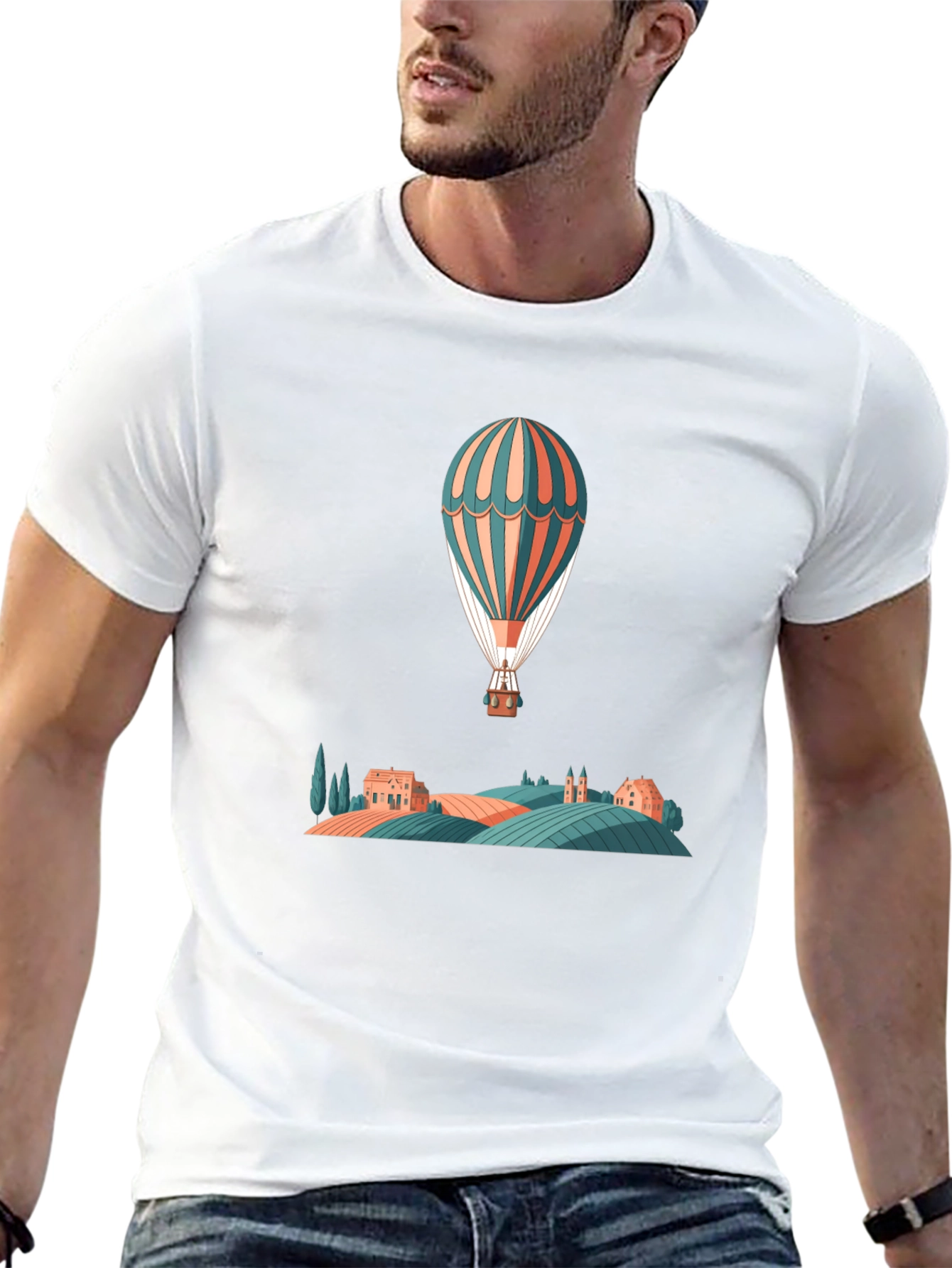 Hot Air Balloon Ride Graphic Tee - Black